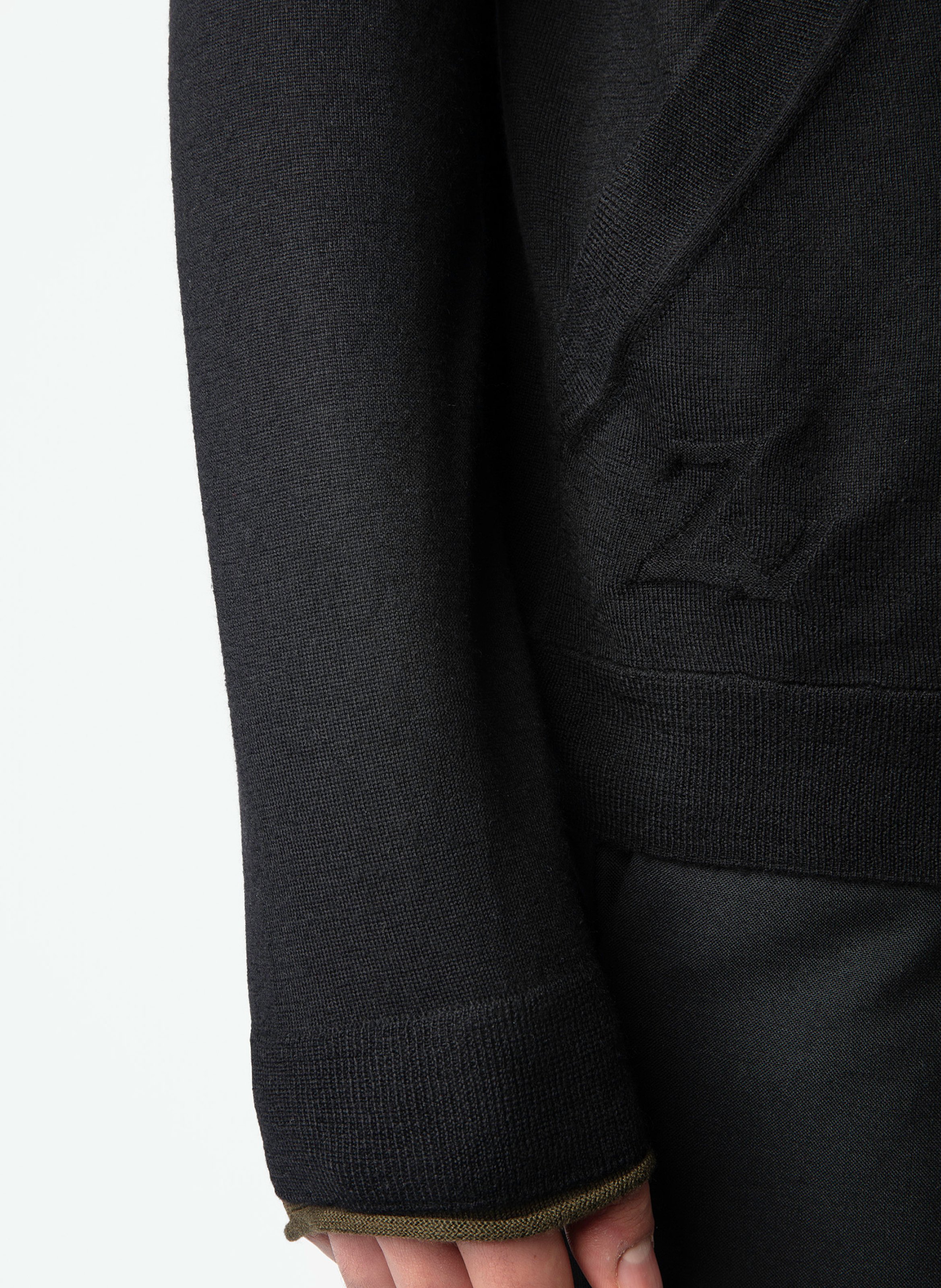 Gilet à capuche zippé en laine mérinos clash ZADIG&VOLTAIRE Noir
