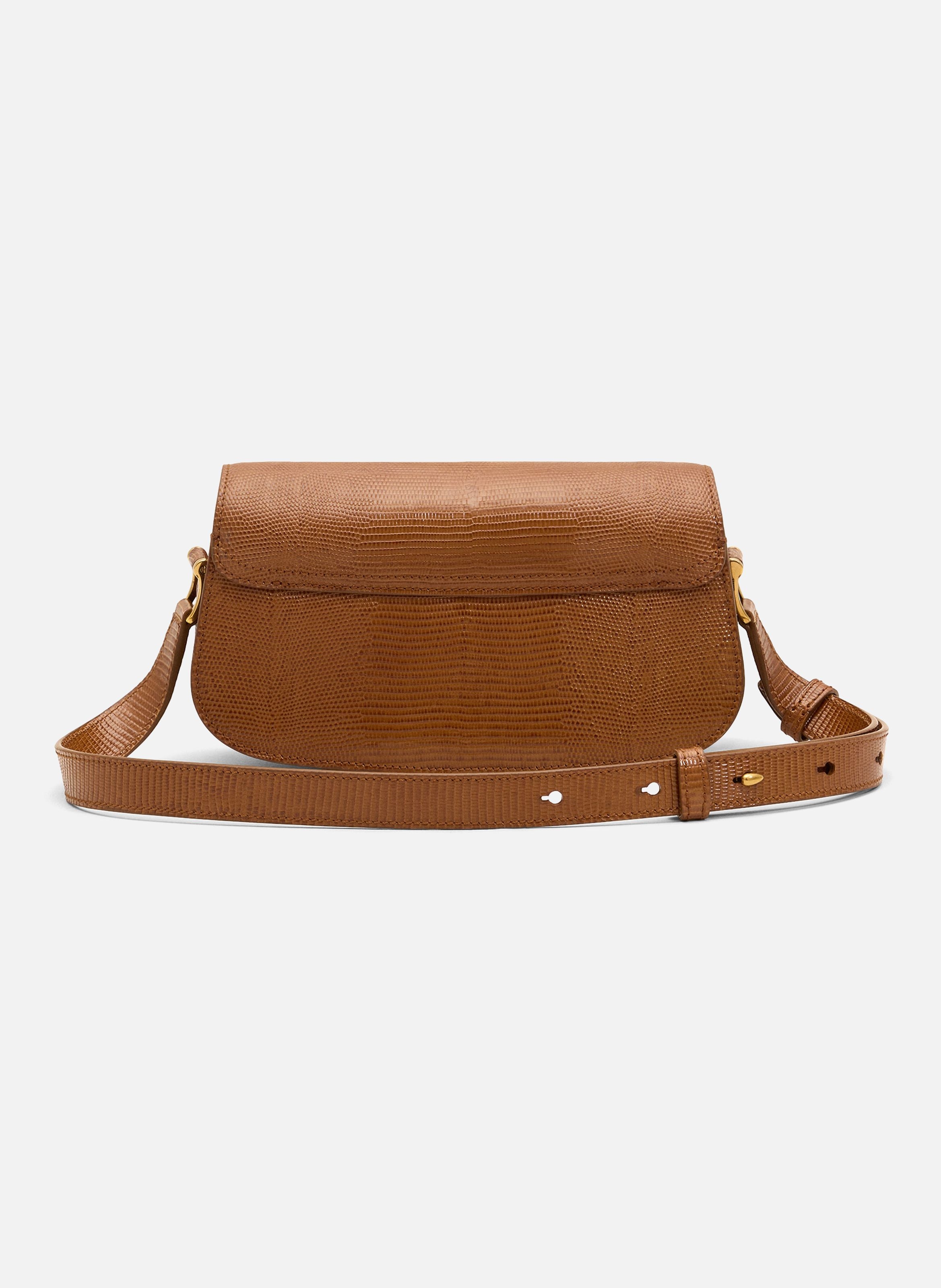 Sac porté épaule paris paris unisexe en cuir de vachette embossé lézard AMI PARIS Marron