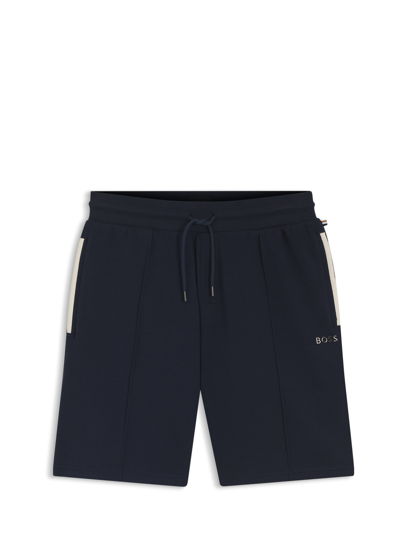 Bermudas rectos con logo en mezcla de algodón BOSS Azul