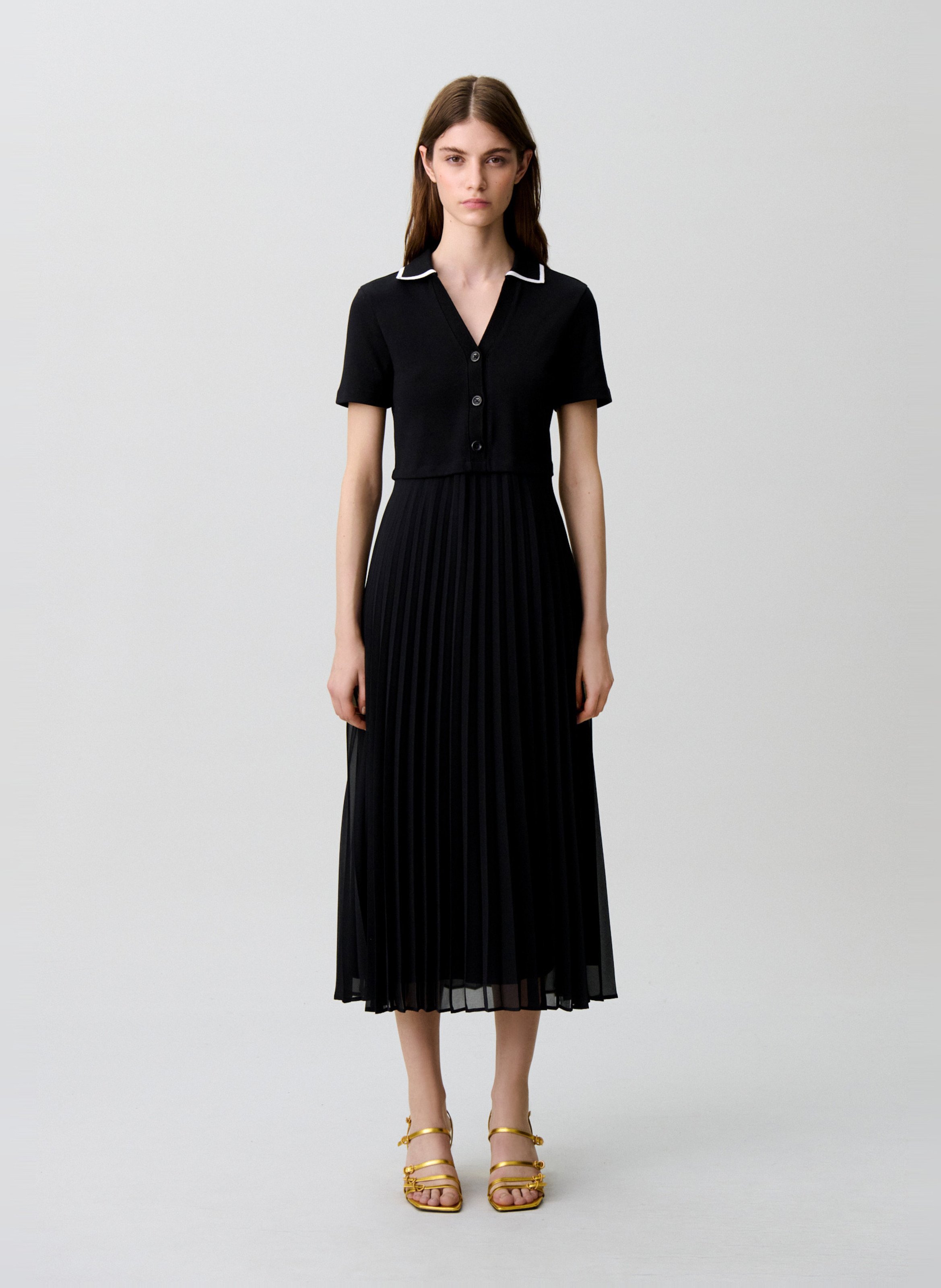 Robe longue col classique en maille CLAUDIE PIERLOT Noir
