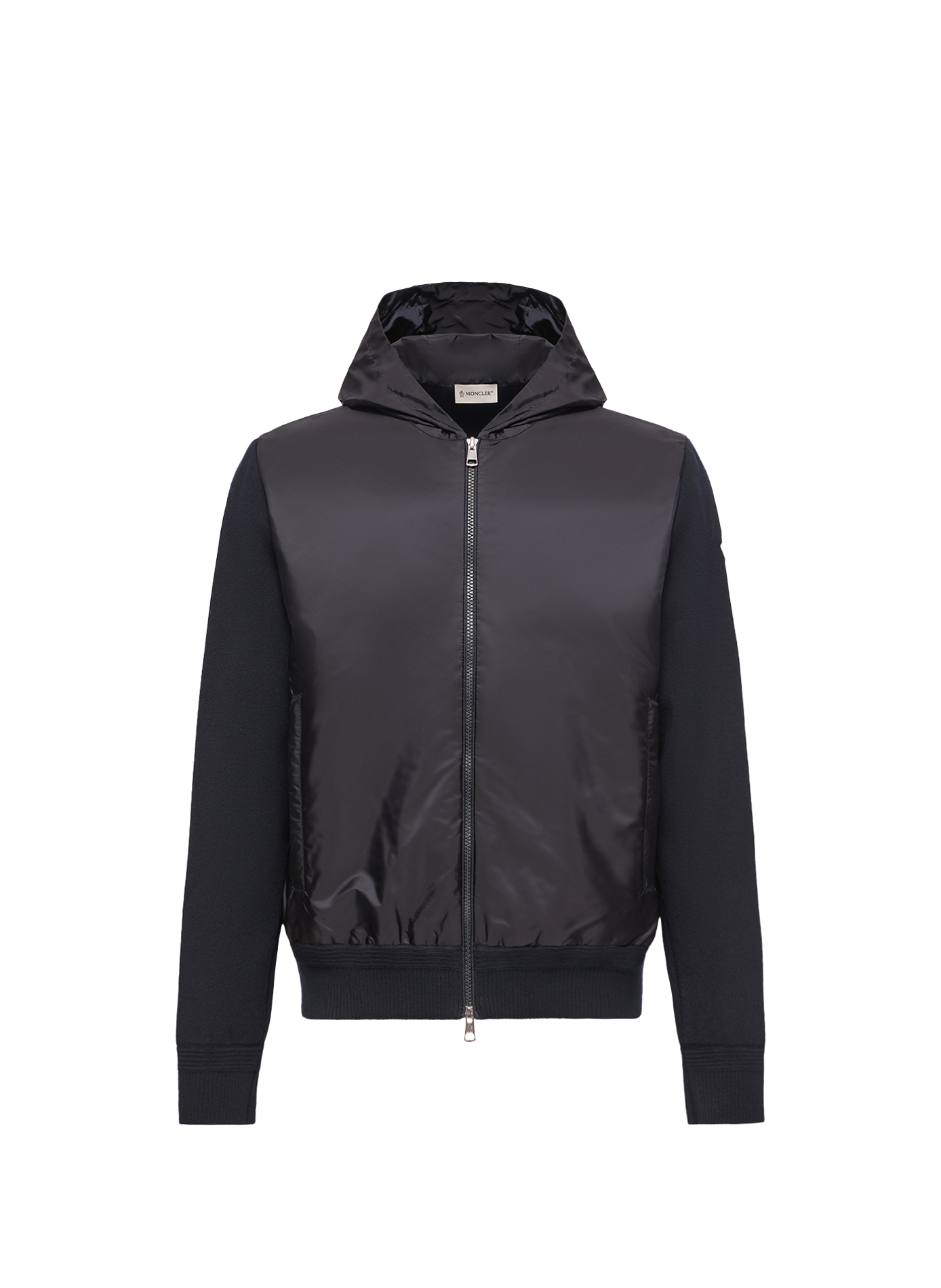 Hooded cotton blend cardigan MONCLER Blue