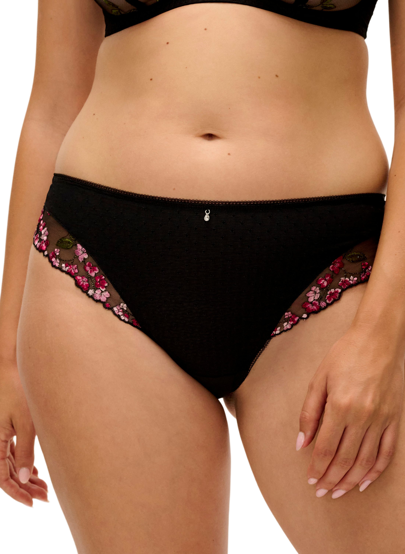 Spitzen-Slip mit Blumenstickerei FREYA Schwarz