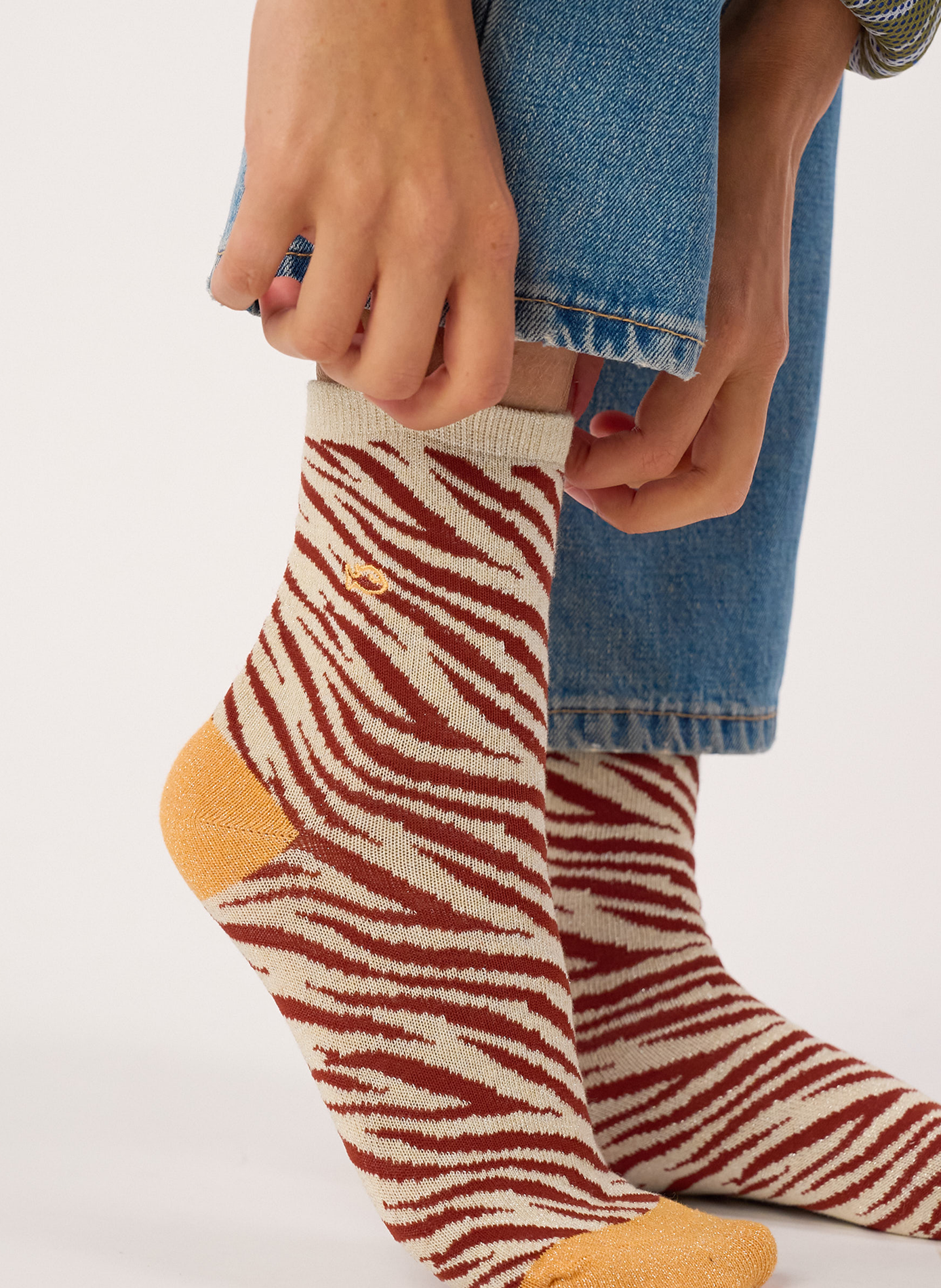 Chaussettes en coton peigné zèbre BILLYBELT Marron