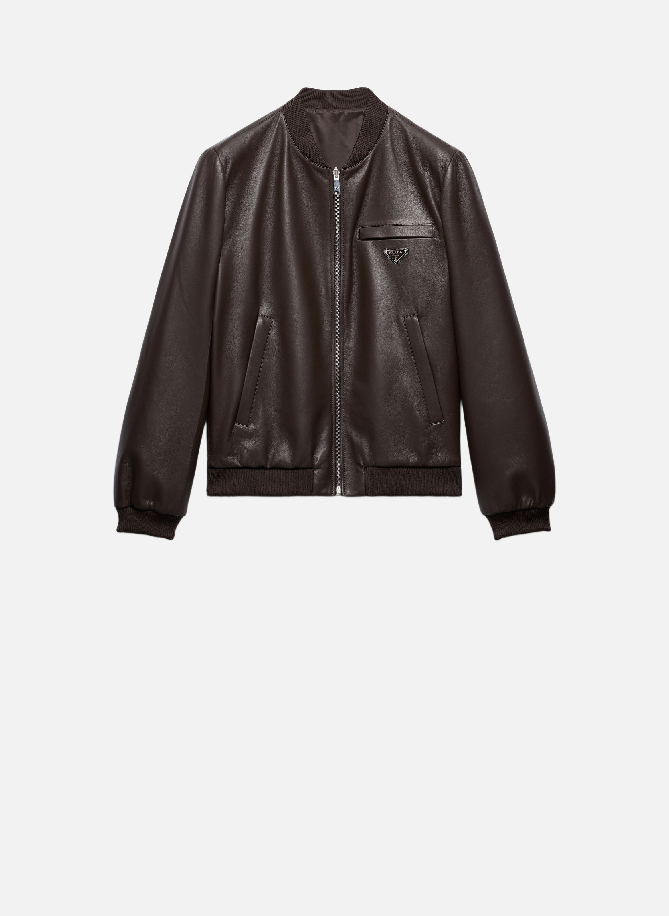 Bomber en cuir nappa PRADA Marron