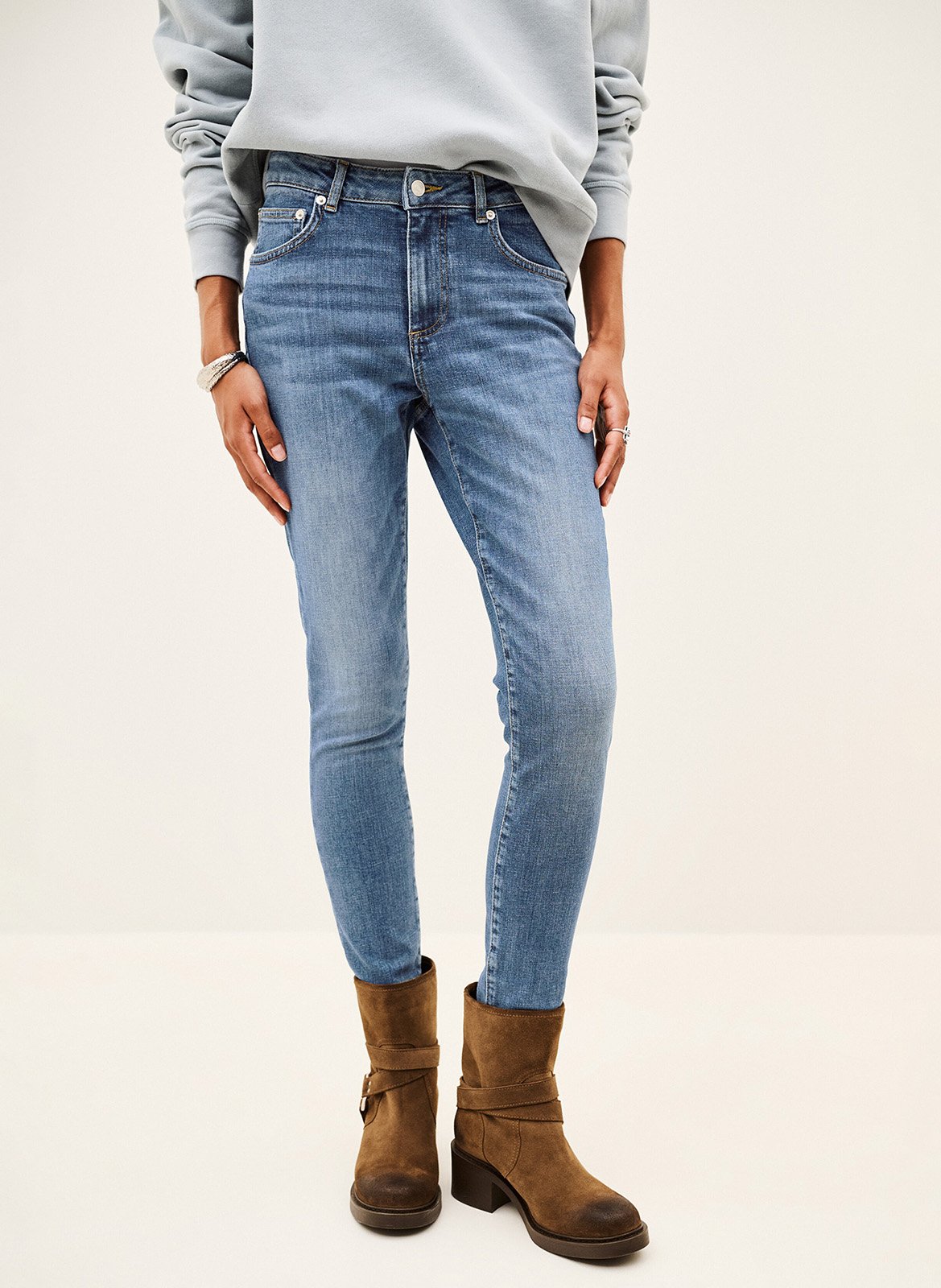Slim fit jeans van gemengd katoen niko BA&SH Blauw