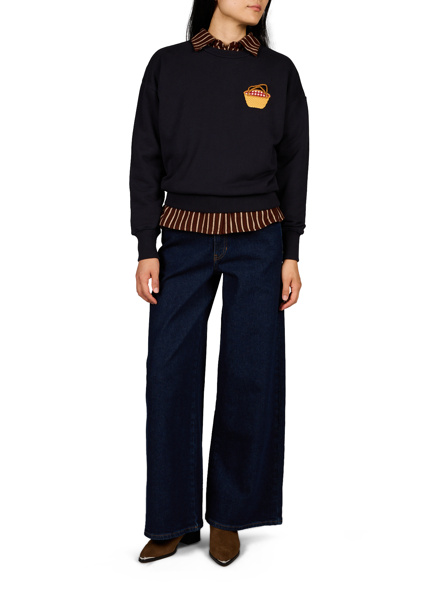 Rundhalsausschnitt-Sweatshirt aus Baumwolle THINKING MU Blau