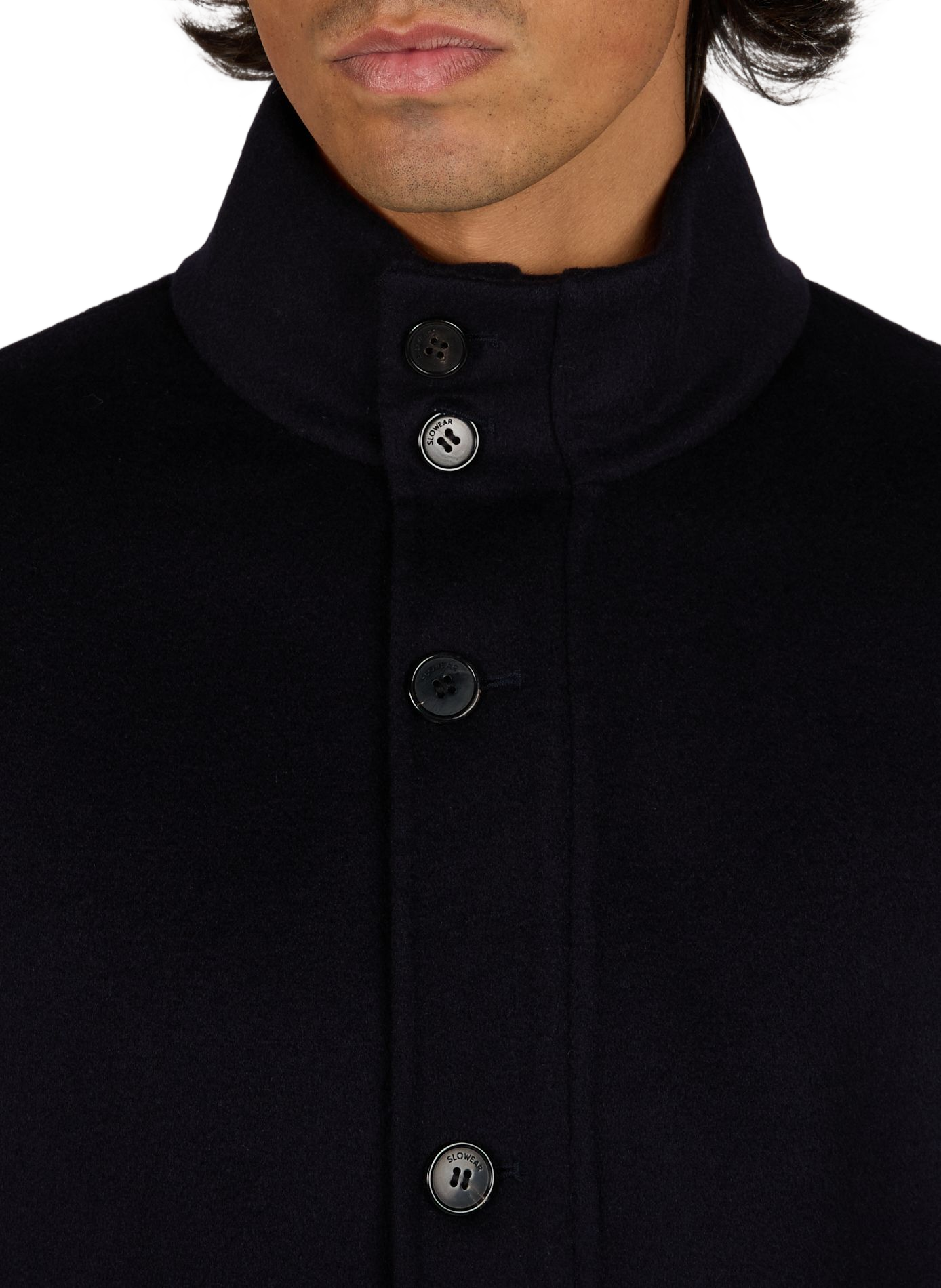 Jas met opstaande kraag van gemengde wol SLOWEAR Blauw