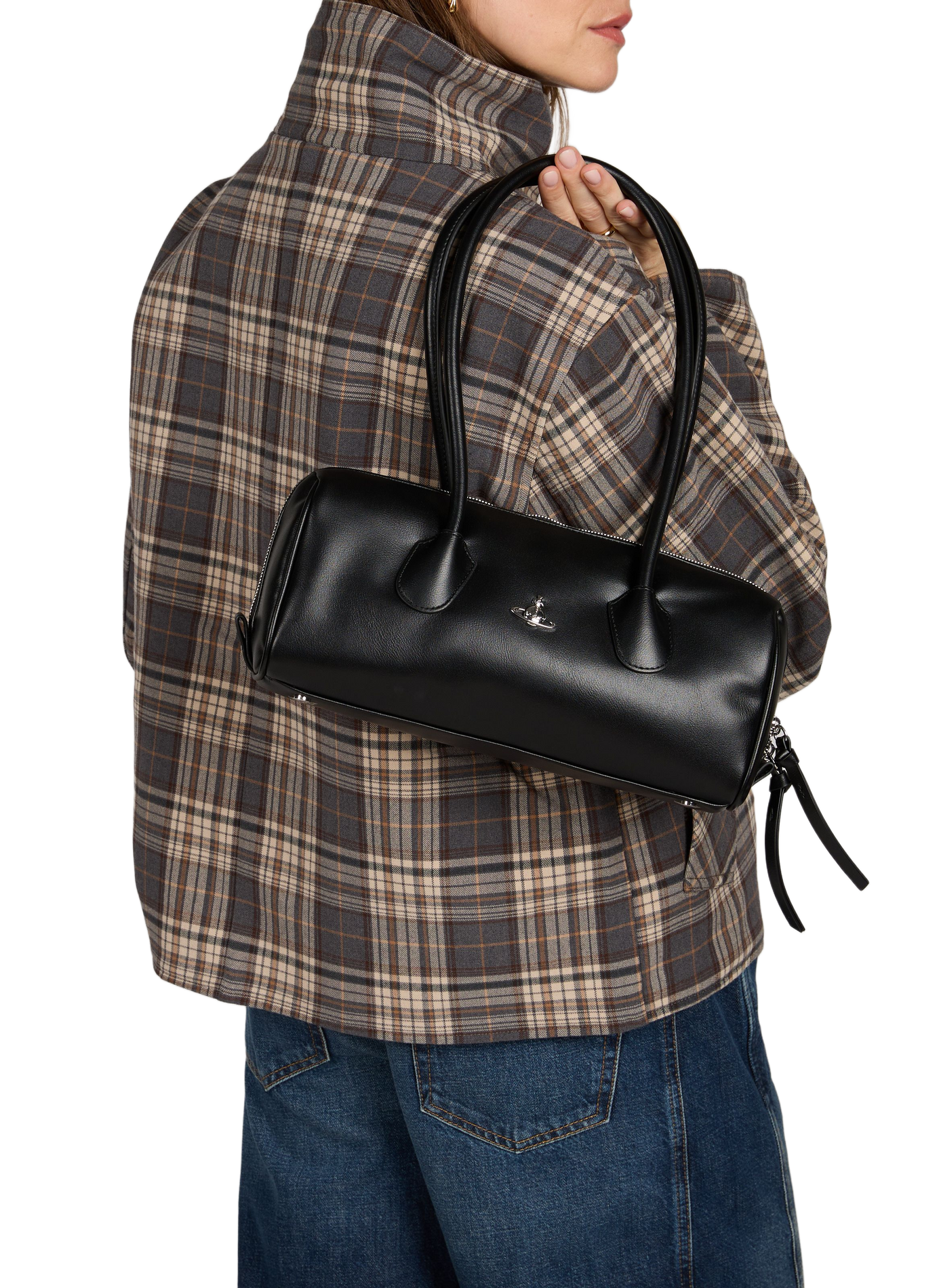Zippered solid color baguette bag VIVIENNE WESTWOOD Black