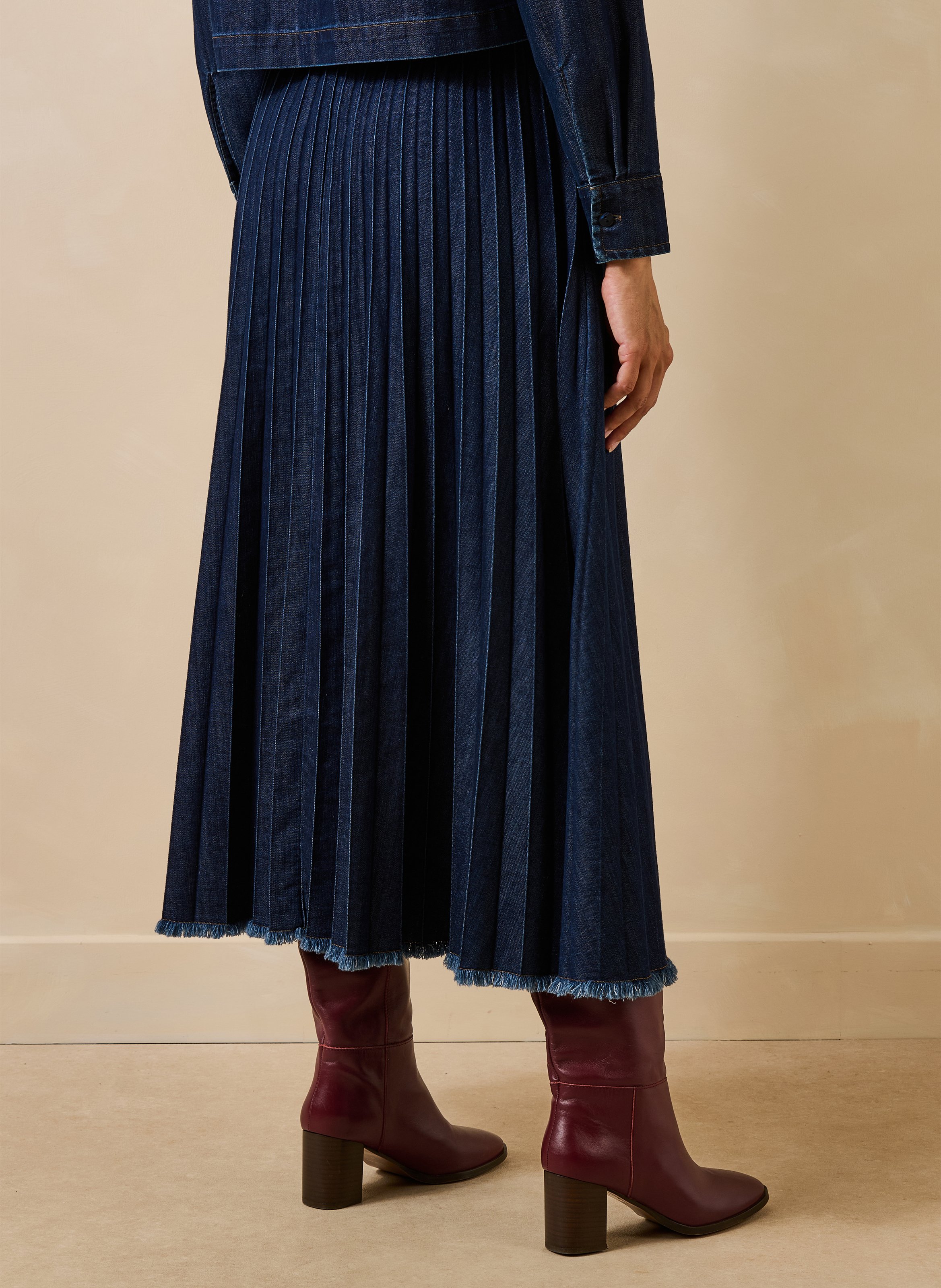 Uitlopende midi-rok van gemengd katoen LA FEE MARABOUTEE Blauw
