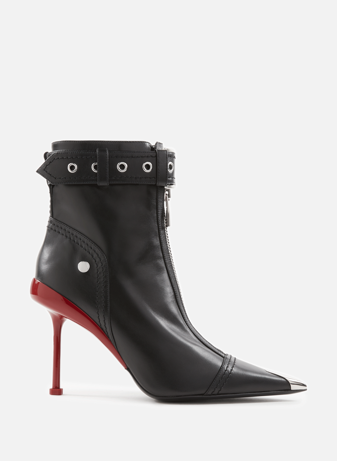 ALEXANDER MCQUEEN leather heeled ankle boots