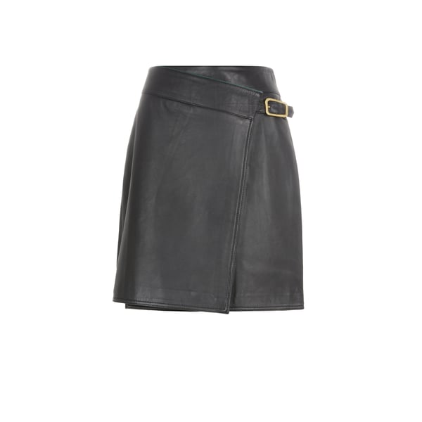 Jupe portefeuille en cuir