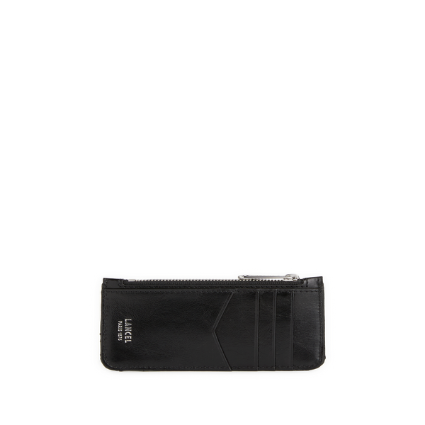 Lancel Midi Minuit Leather Card Holder In Black