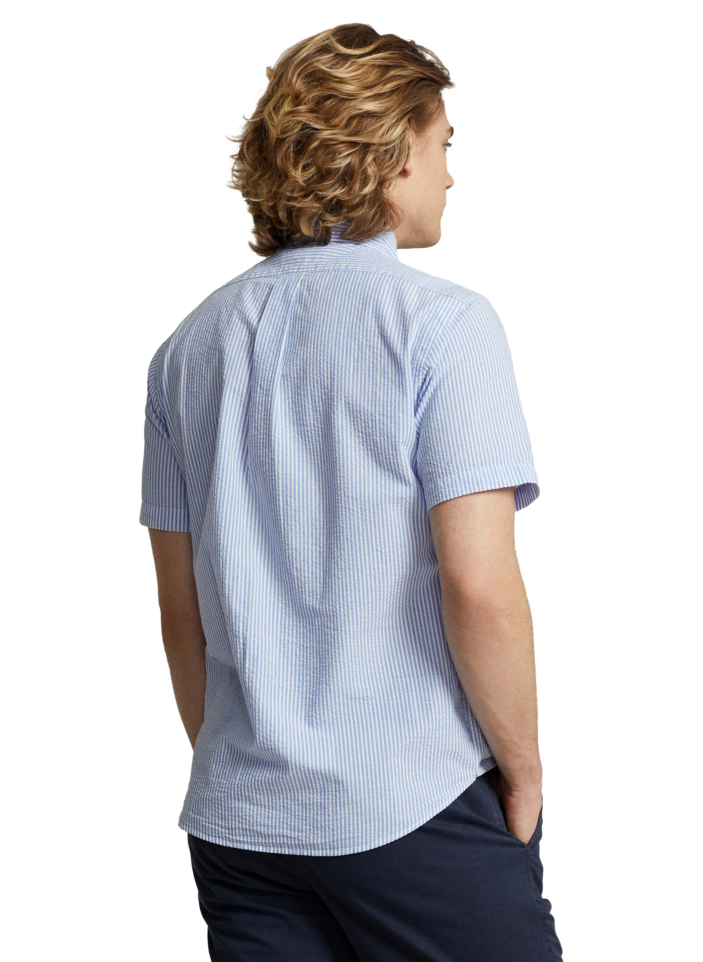 Chemise courte à rayures en coton  POLO RALPH LAUREN Bleu