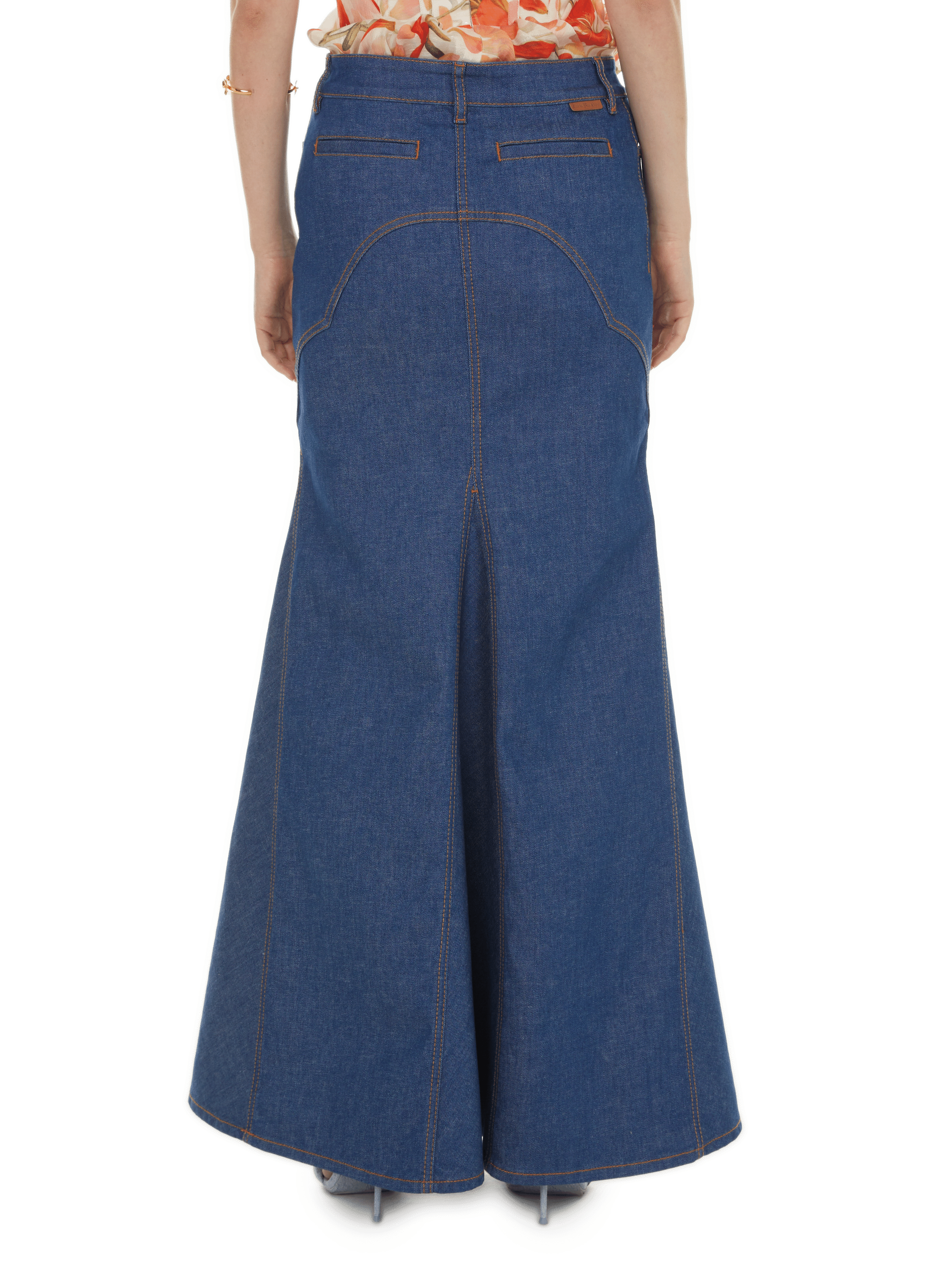 Jupe longue évasée en jean ZIMMERMANN Bleu