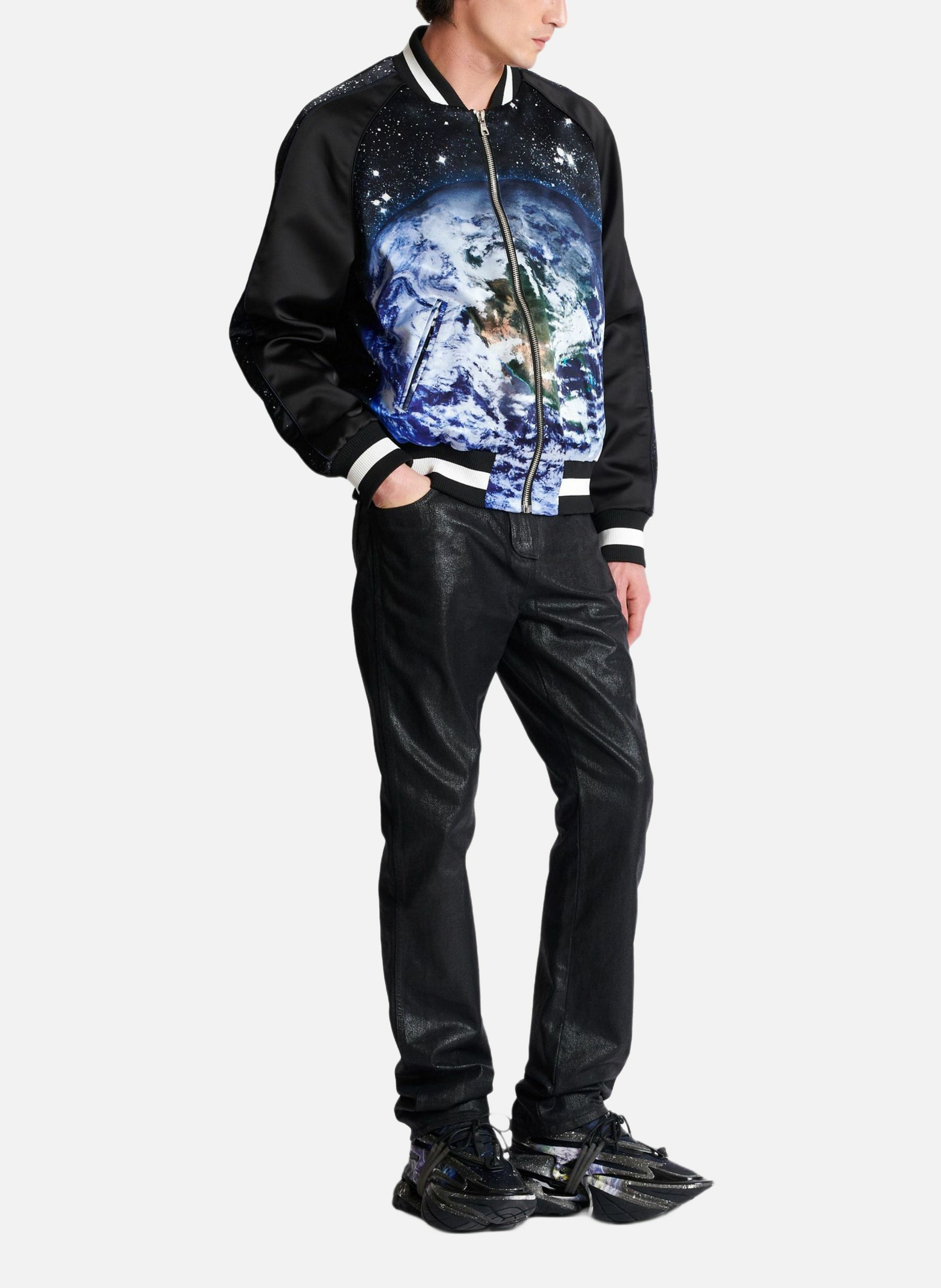Bomber imprimé motif earth and stars BALMAIN Noir
