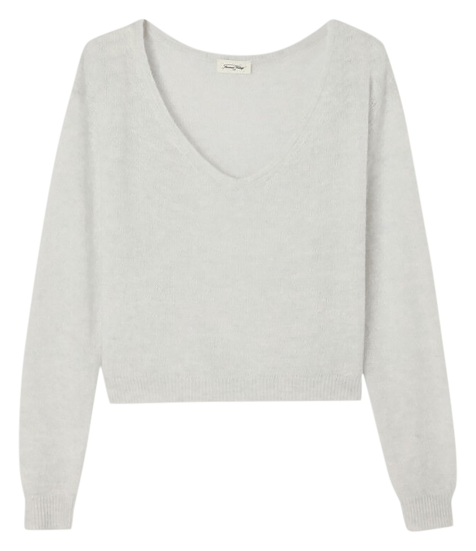 Pull court col v en laine mélangé dumy AMERICAN VINTAGE Gris