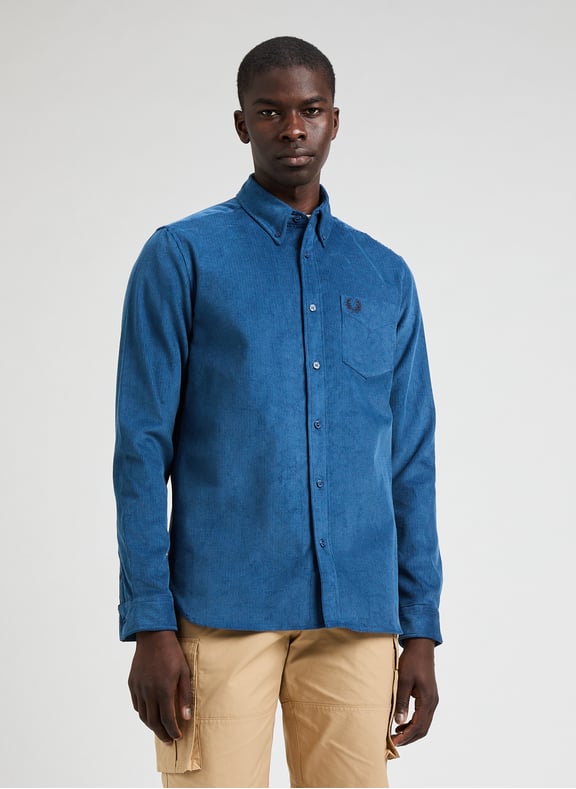 Chemise côtelé en coton Bleu by FRED PERRY FRED PERRY Chemise côtelé en coton Bleu