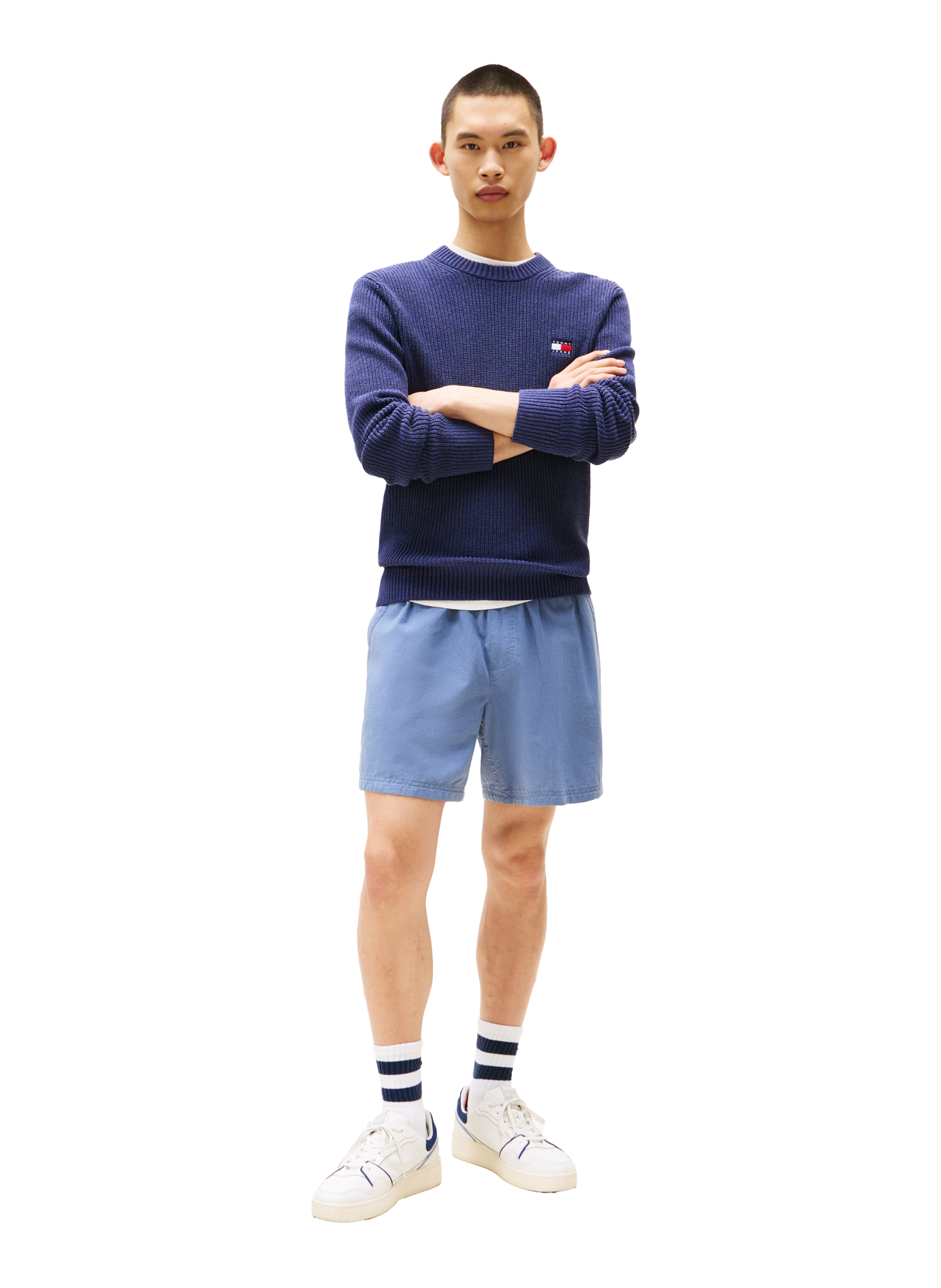 Cotton and linen Bermuda shorts TOMMY HILFIGER Blue