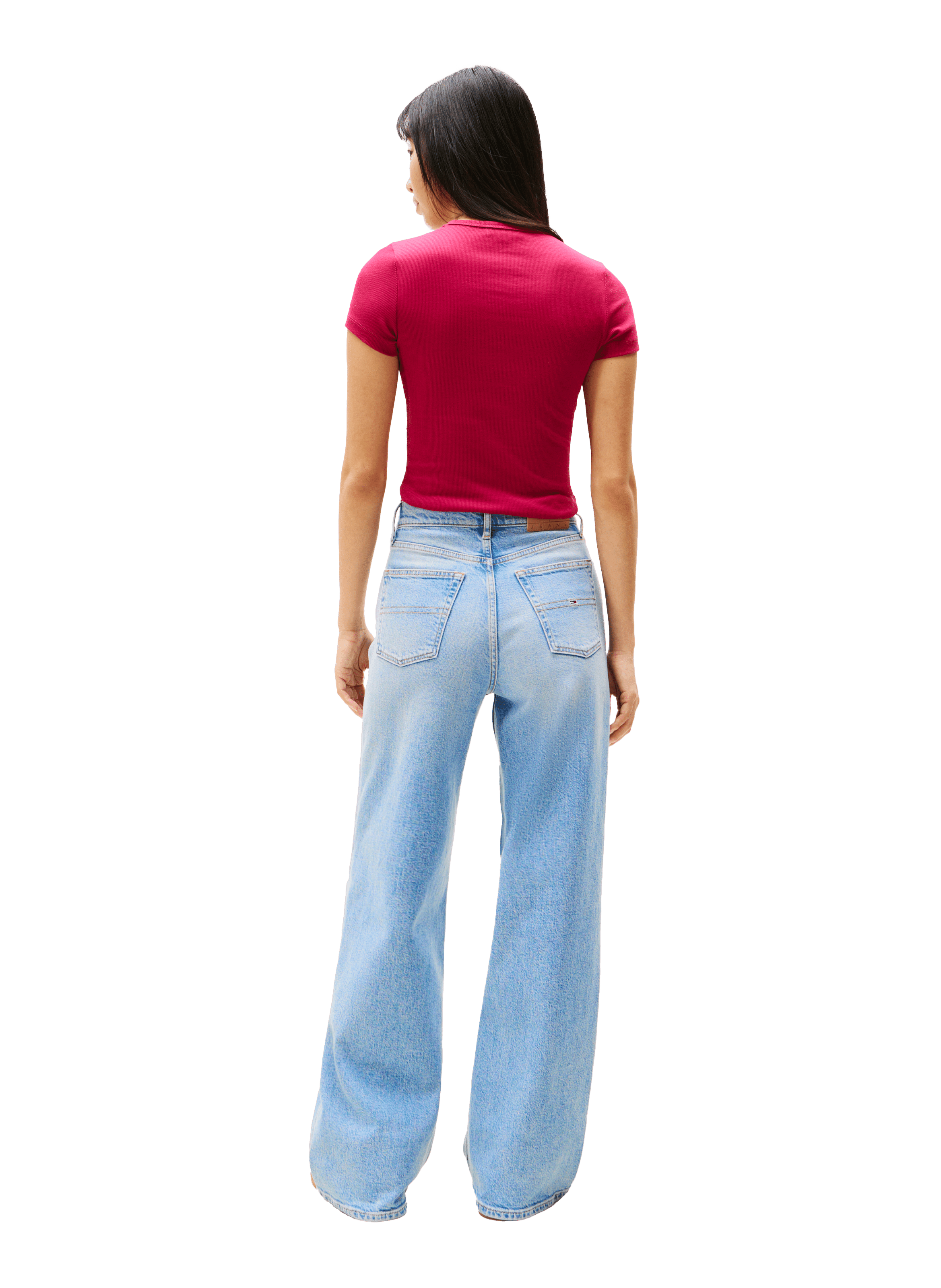 Jean jambe ample taille haute Bleu