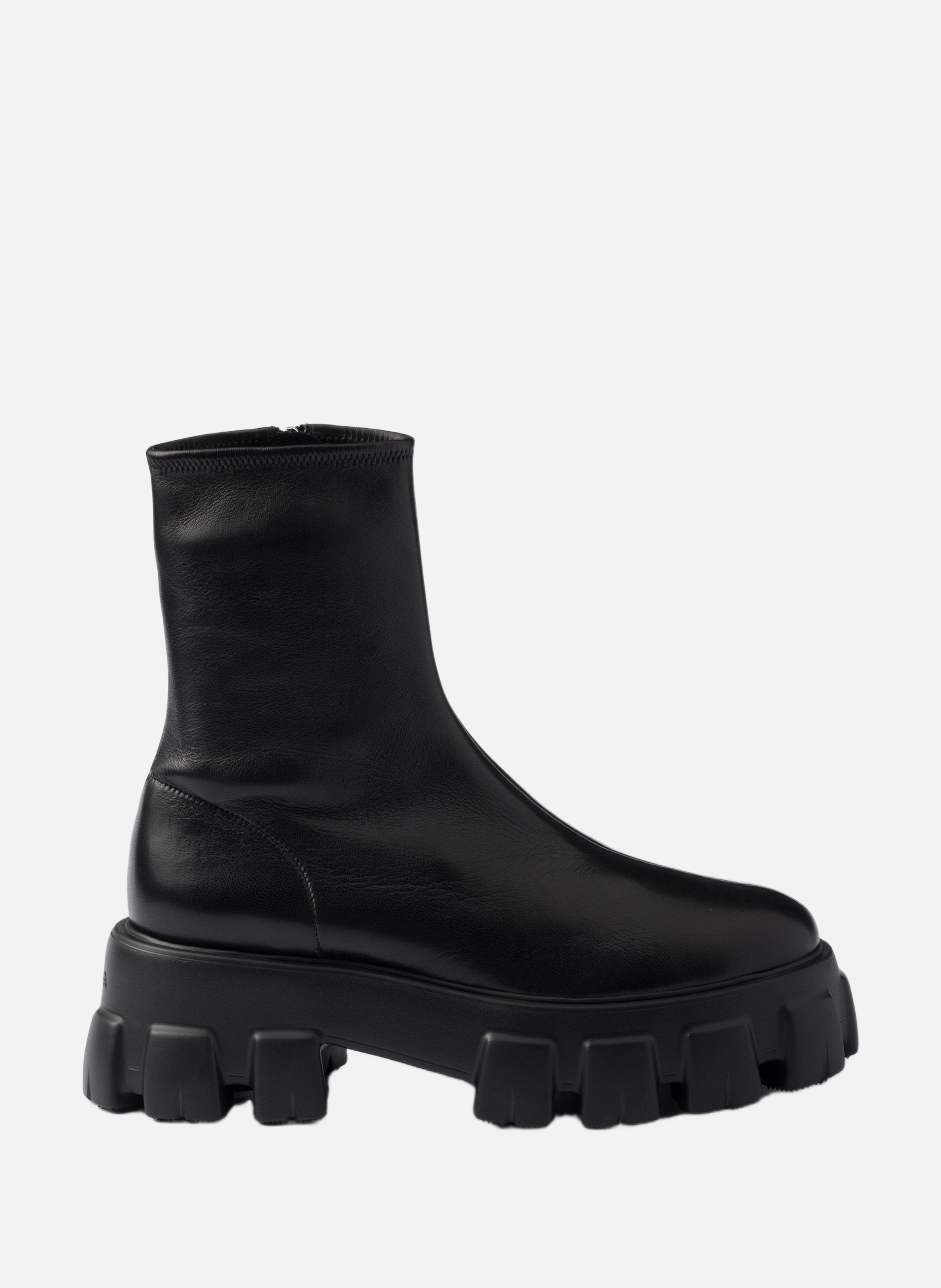 Bottines monolith en cuir nappa stretch PRADA Noir