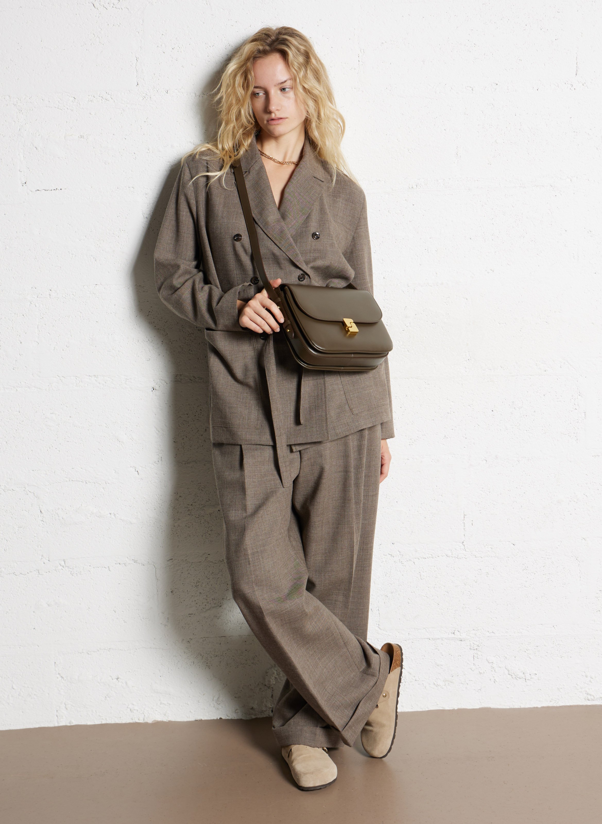 Sac bandoulière en cuir bellissima maxi SOEUR Kaki