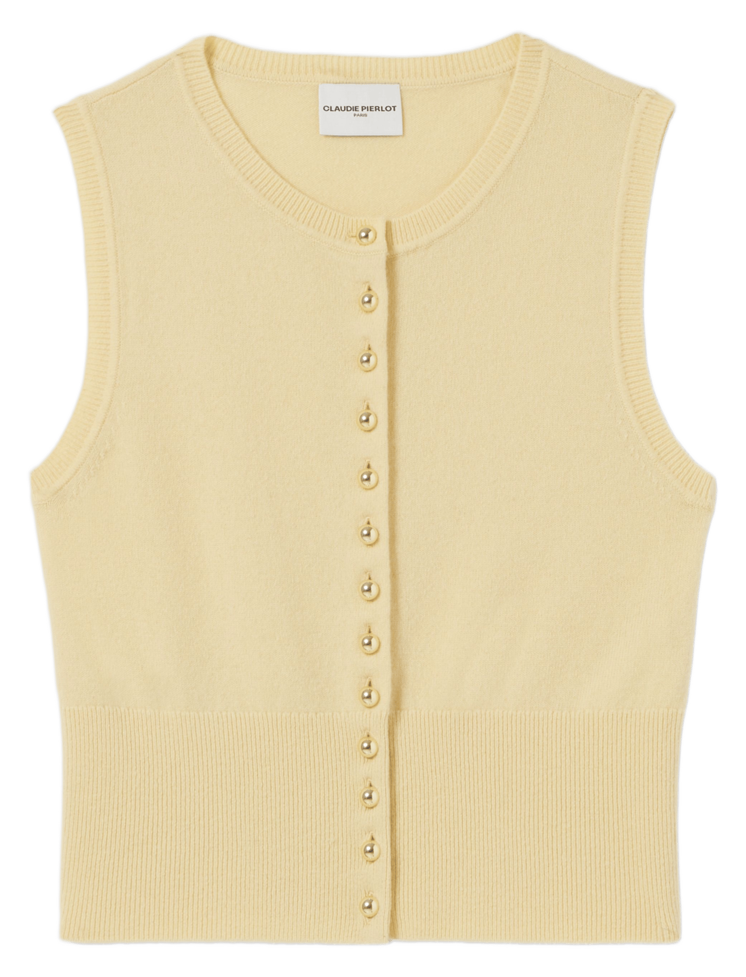 Top ajusté en laine Jaune