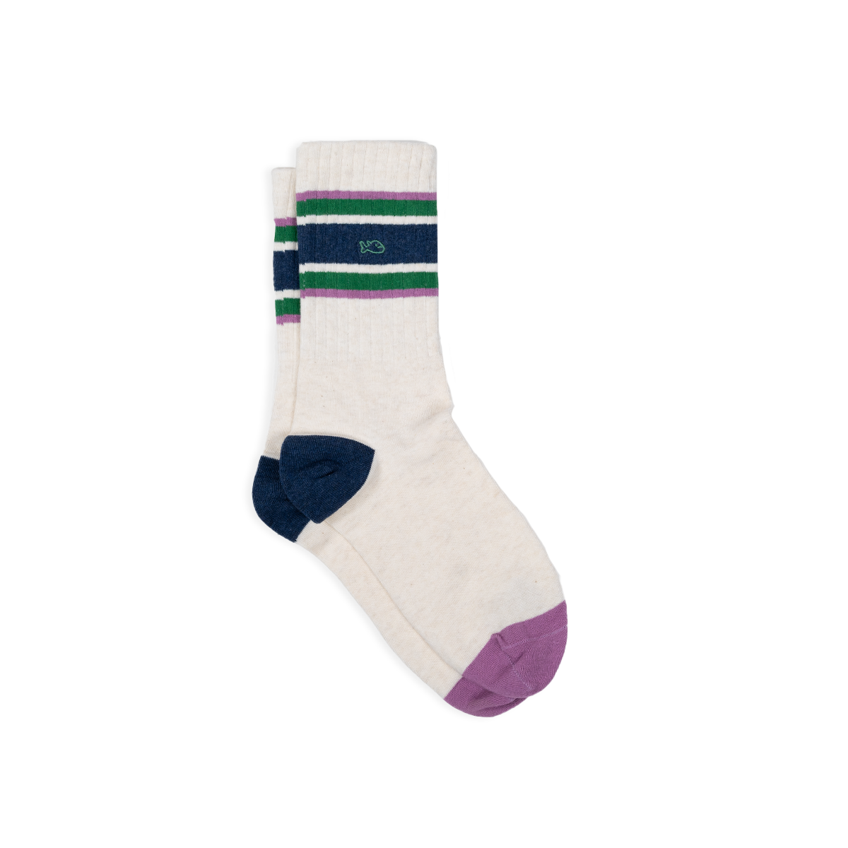 Chaussettes en coton peigné retro  Beige, marine, vert et violet