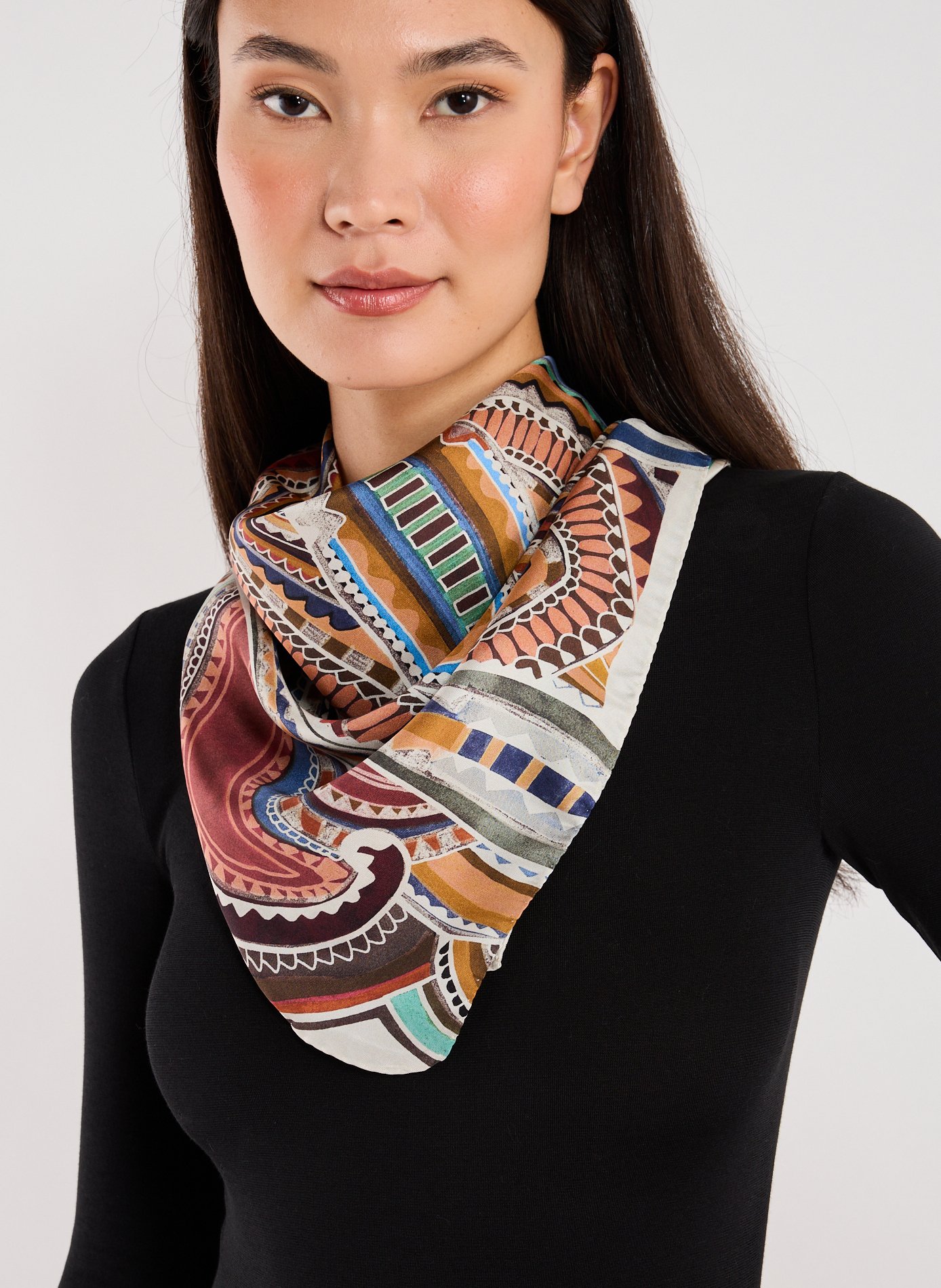 Printed silk scarf AU PRINTEMPS PARIS Multicolour