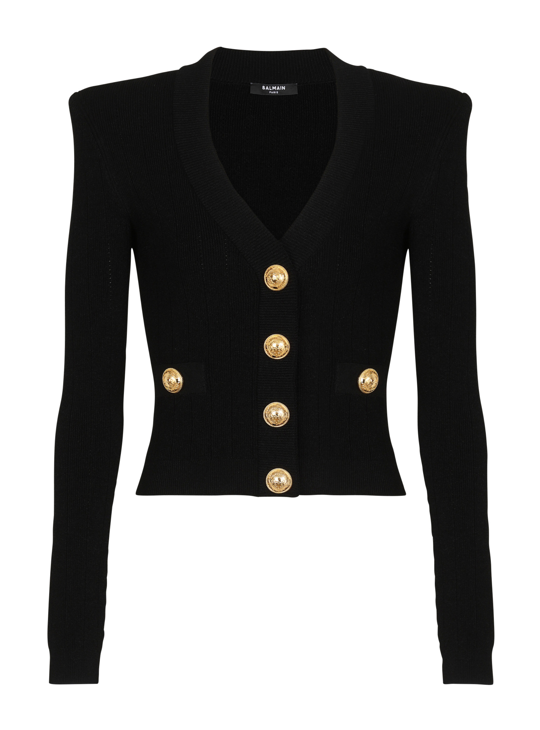 Cardigan court en maille BALMAIN Noir