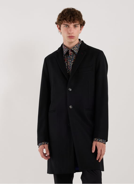 Manteau col tailleur en laine et cachemire mélangés | Noir by PAUL SMITH Manteau col tailleur en laine et cachemire mélangés Noir