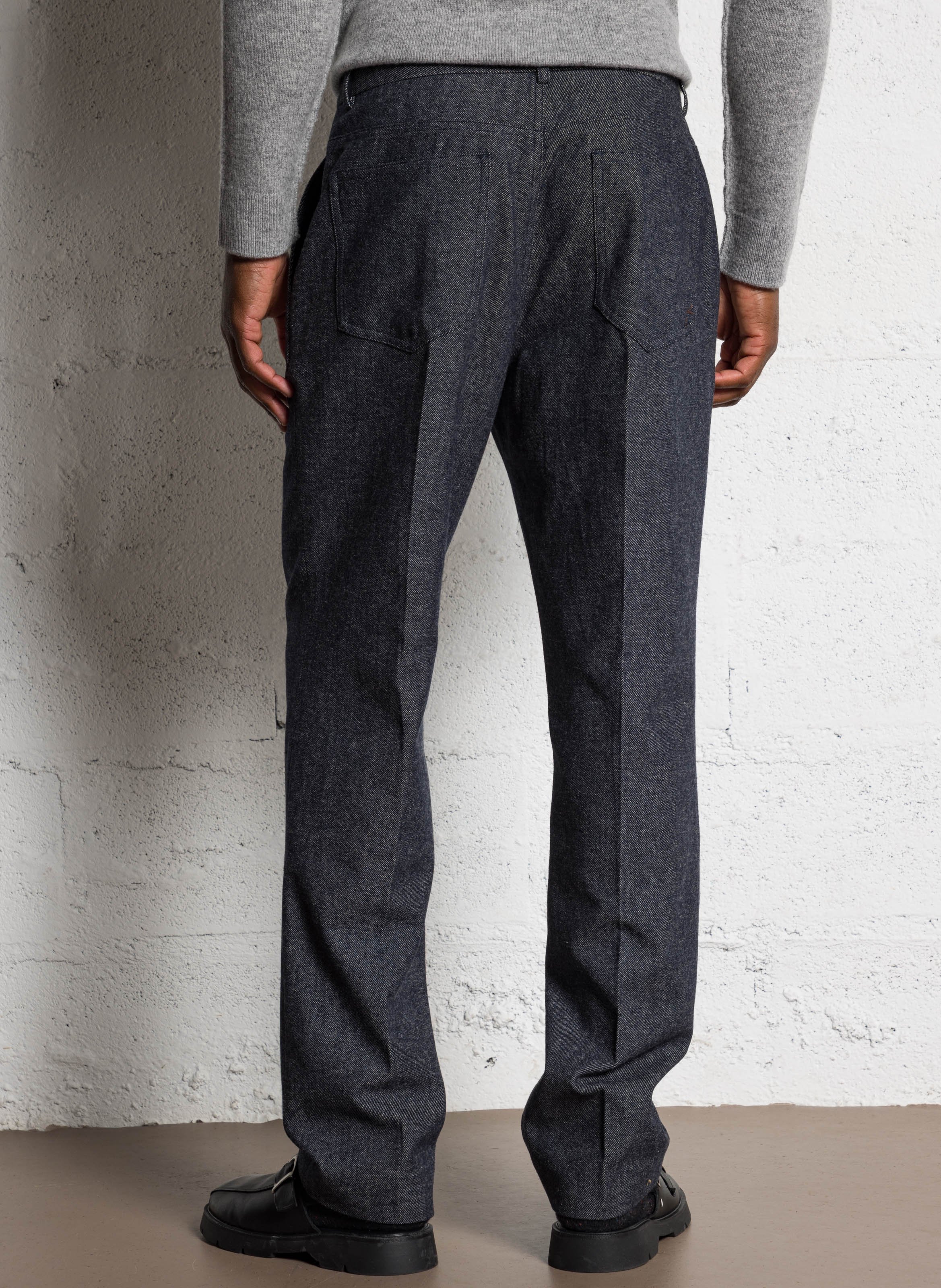 Jean droit en maille IKKS Bleu