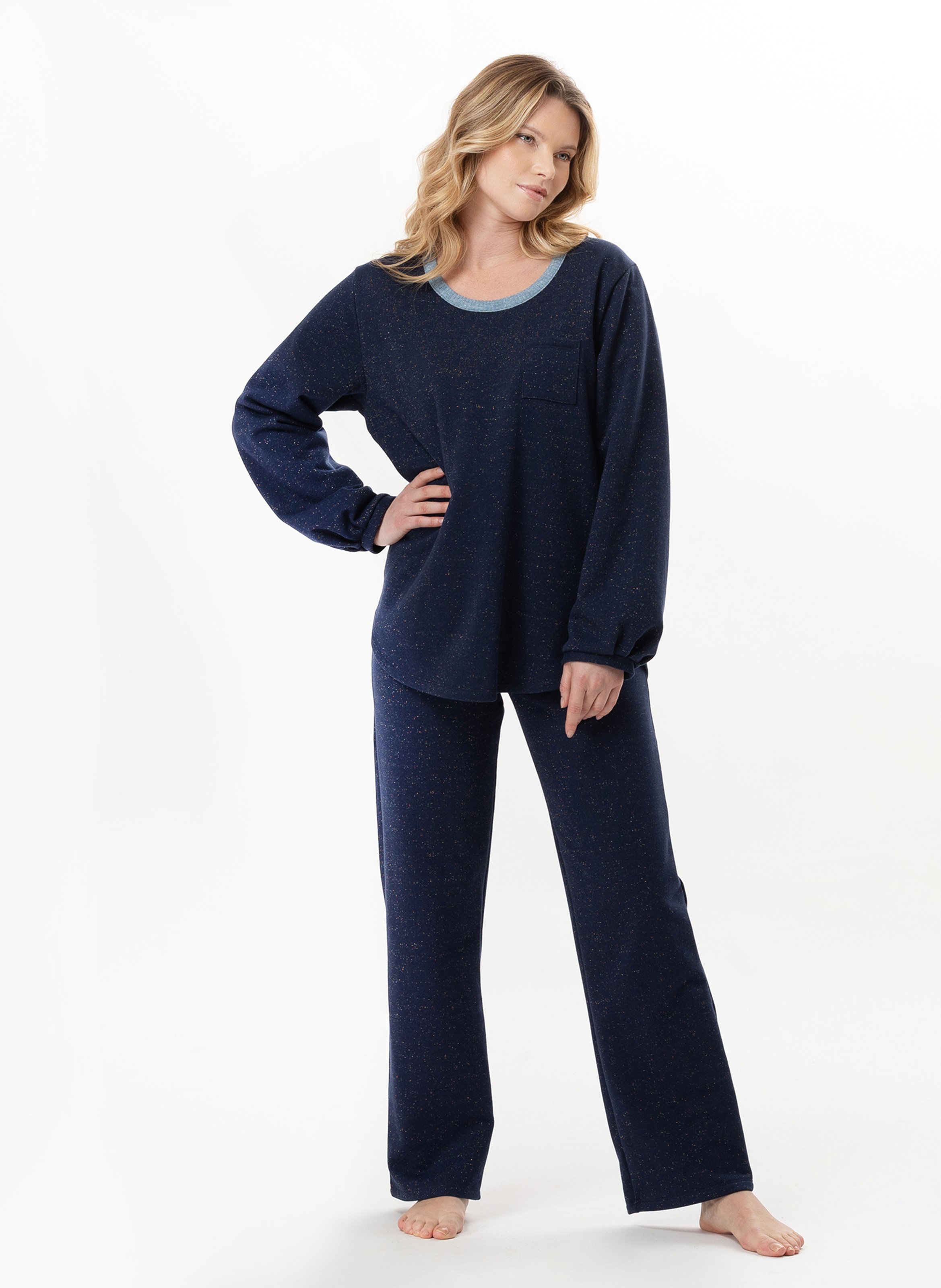 Ensemble homewear en molleton lurex eclat 112 LE CHAT Bleu