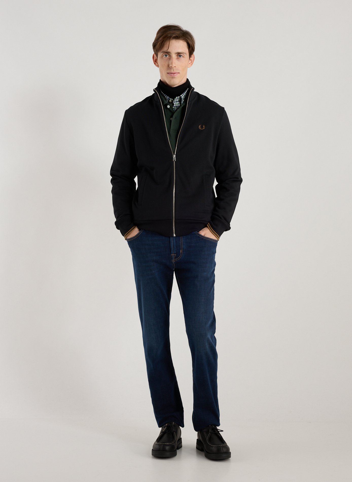 Zip-up high-neck cotton sweatshirt FRED PERRY Black