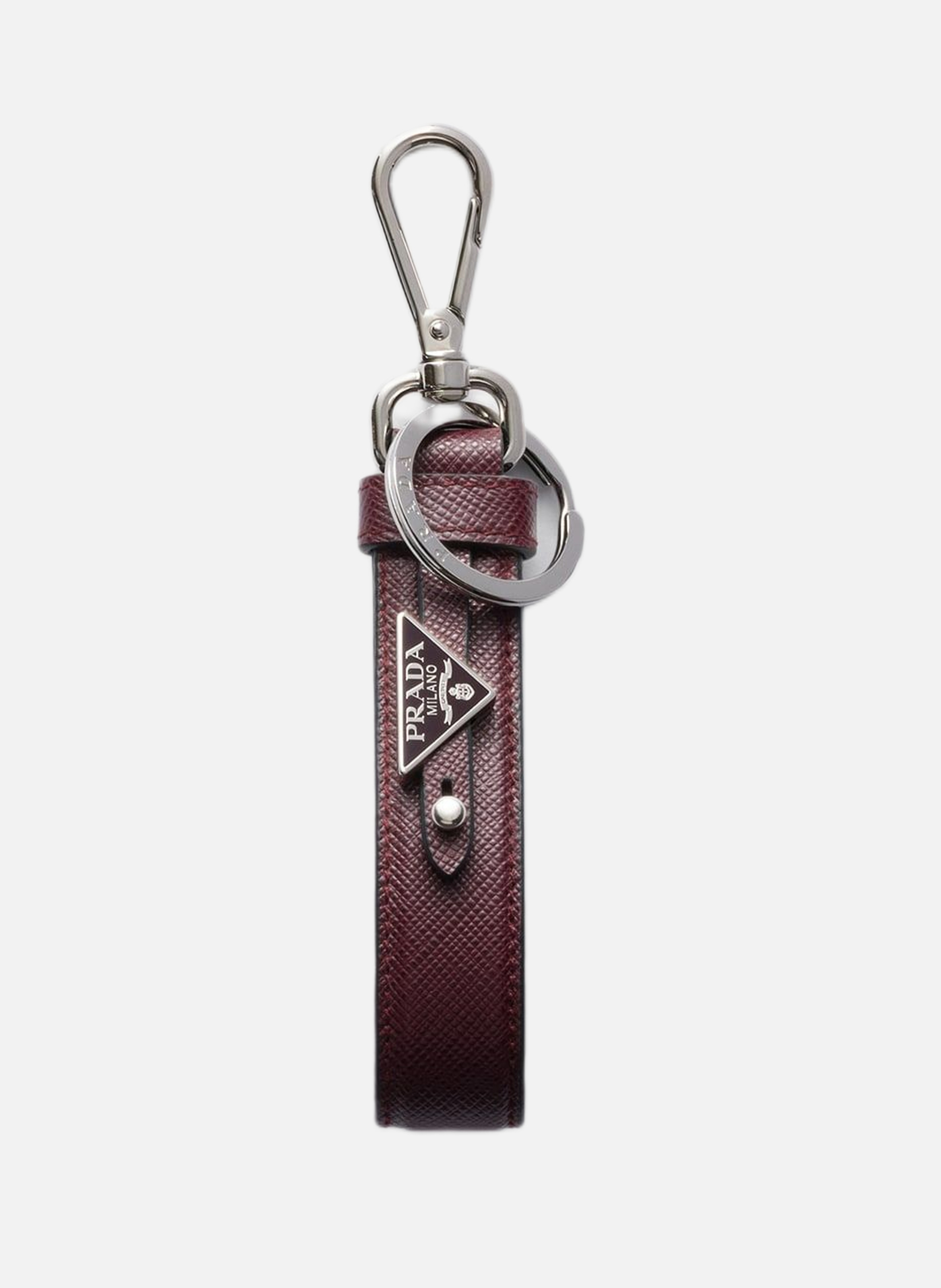 Porte-clés en cuir saffiano PRADA Rouge