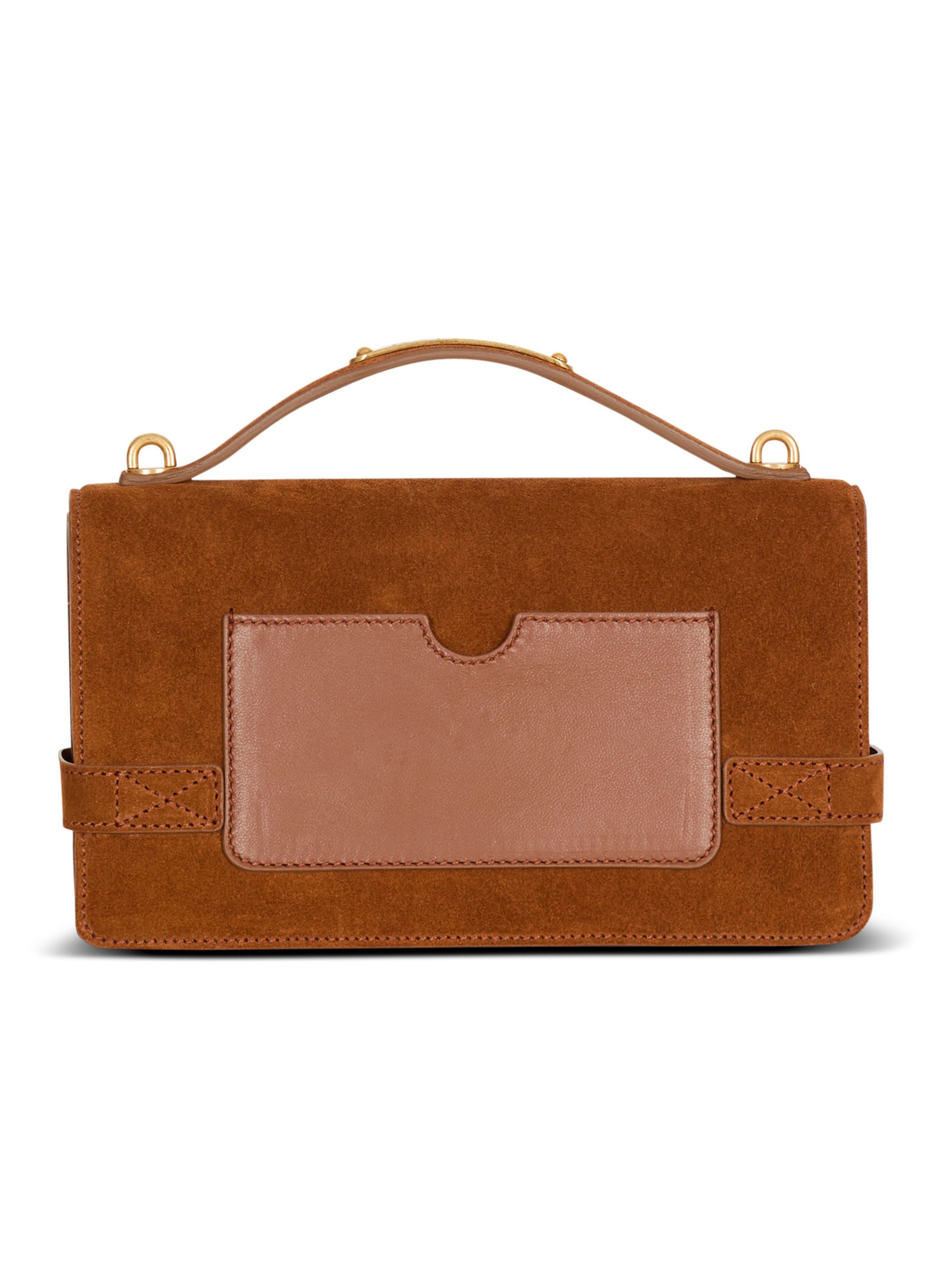 Sac b-buzz shoulder 24 en daim BALMAIN Marron