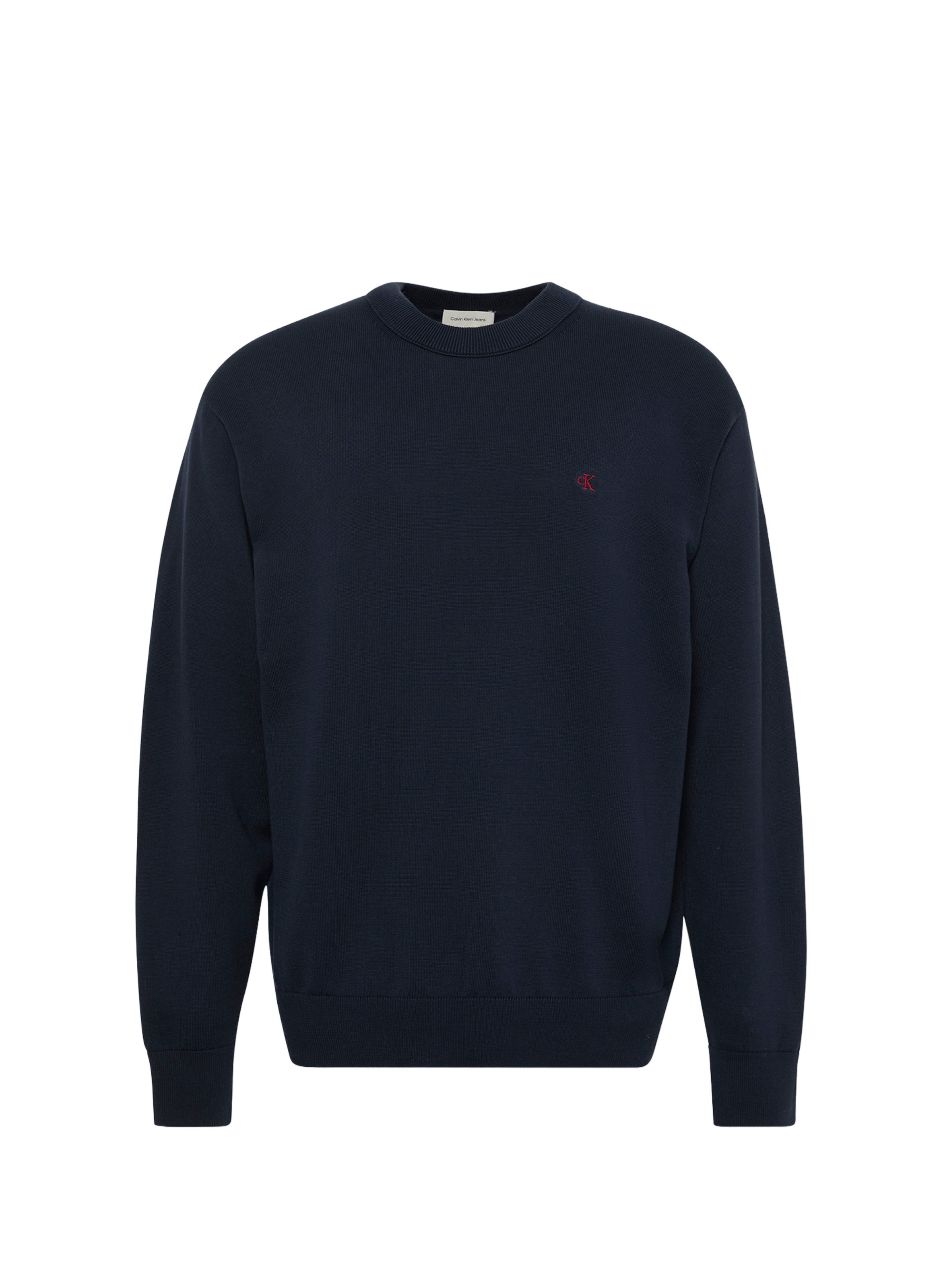 Pull droit col rond en coton CALVIN KLEIN Bleu