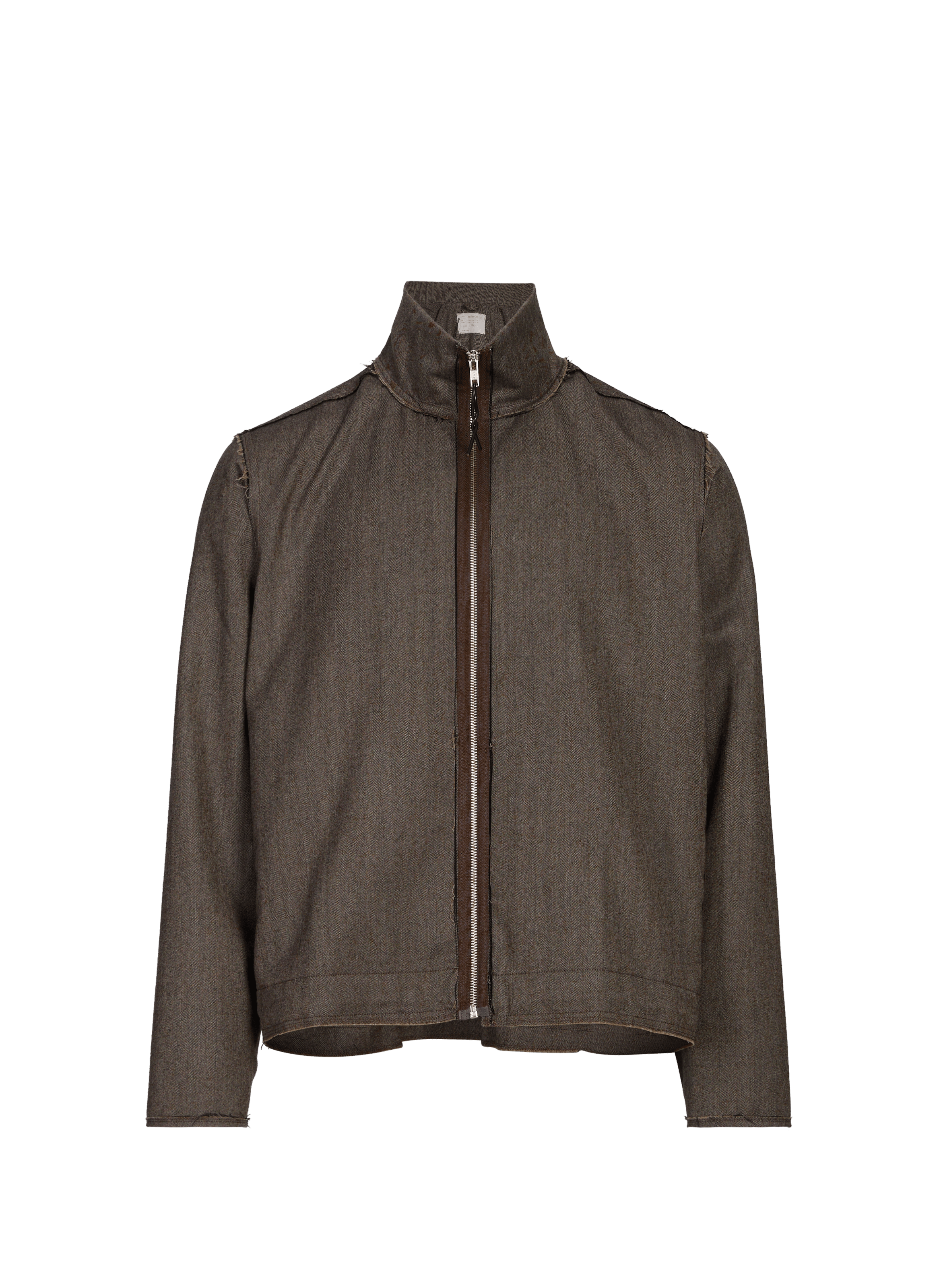 Veste effilochée à col montant en laine vierge CAMIEL FORTGENS Gris