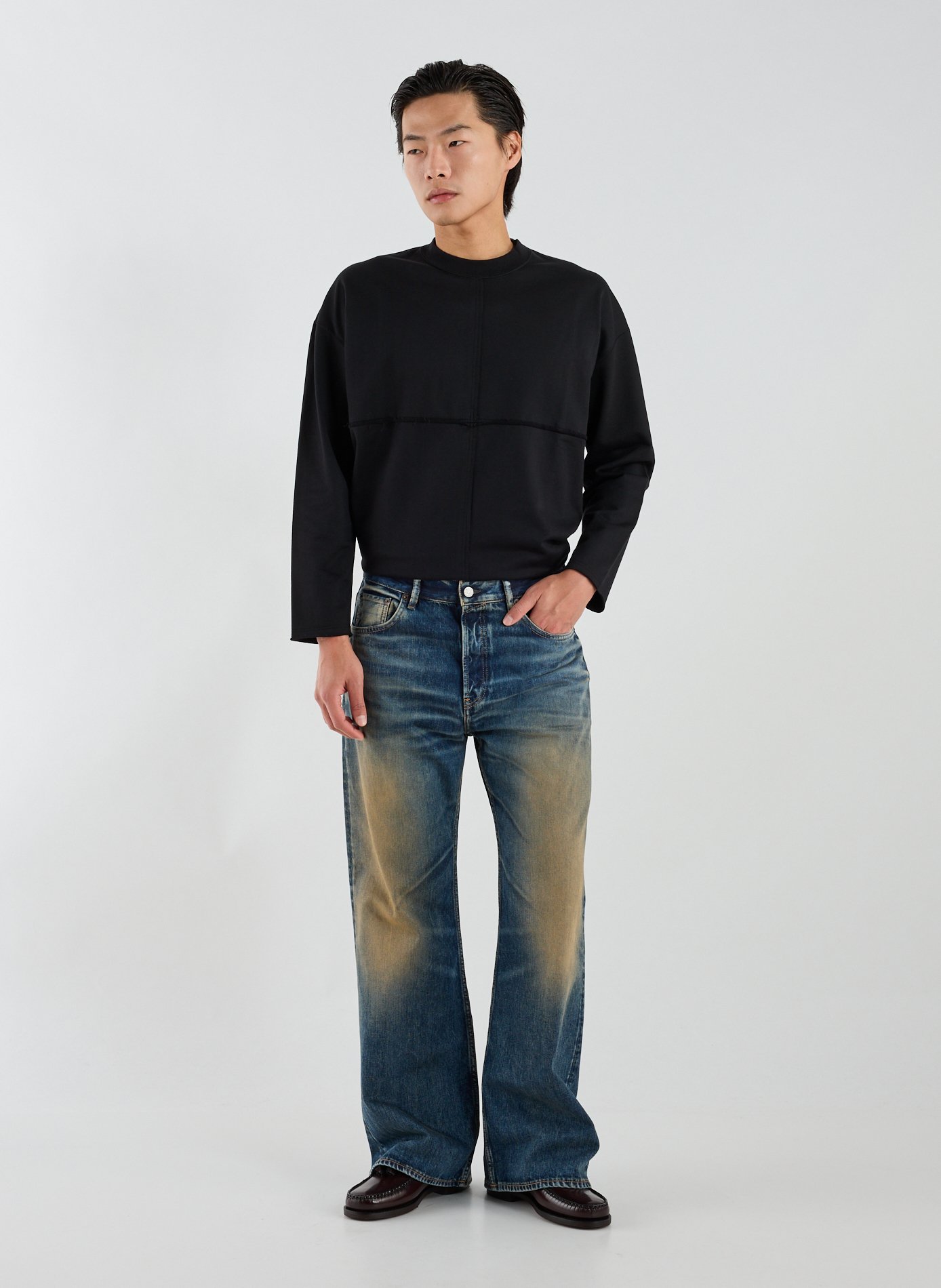 Jean droit délavé en coton ACNE STUDIOS Bleu
