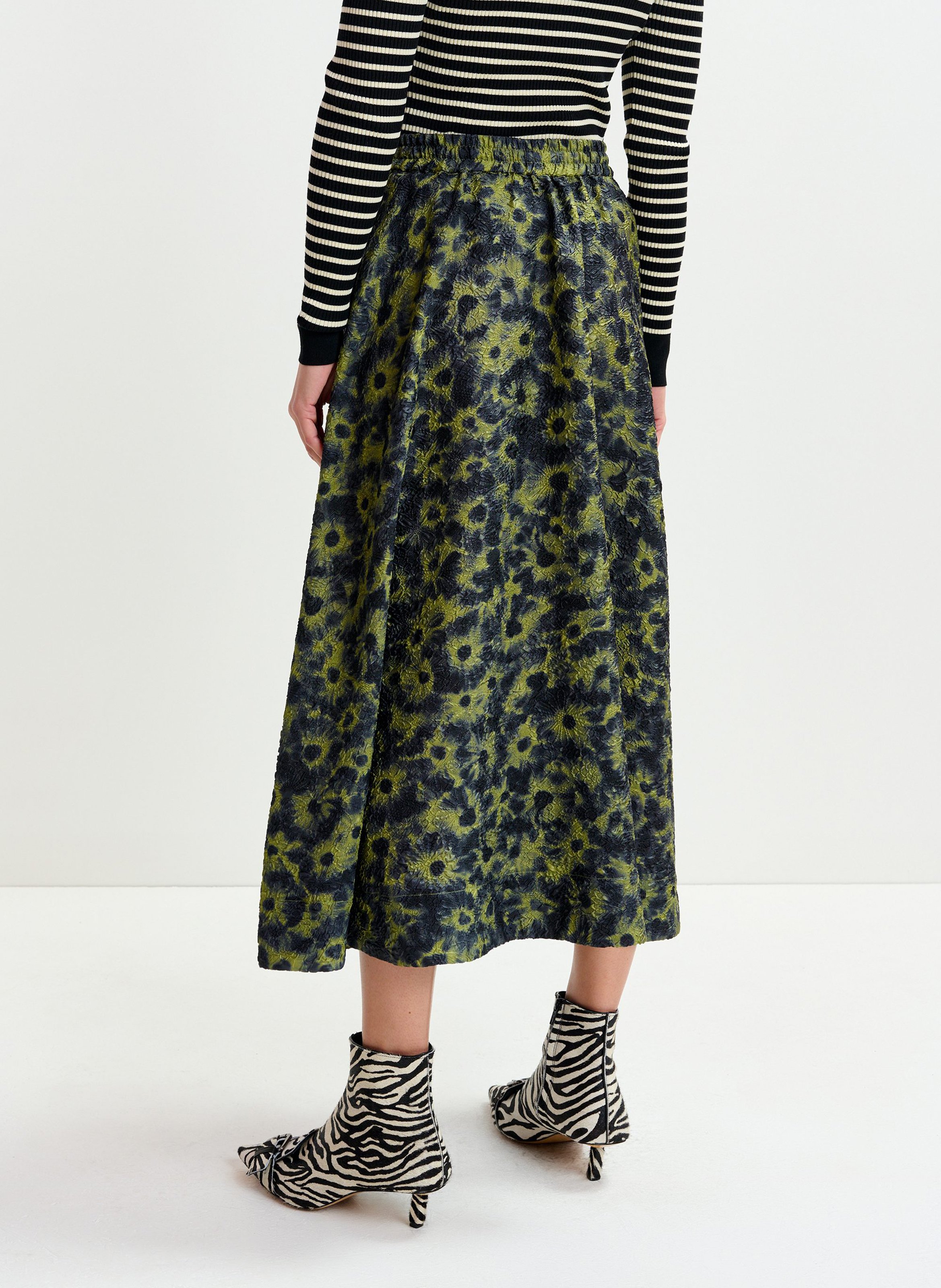 Jupe midi évasée en maille jacquard isebel ESSENTIEL ANTWERP Vert