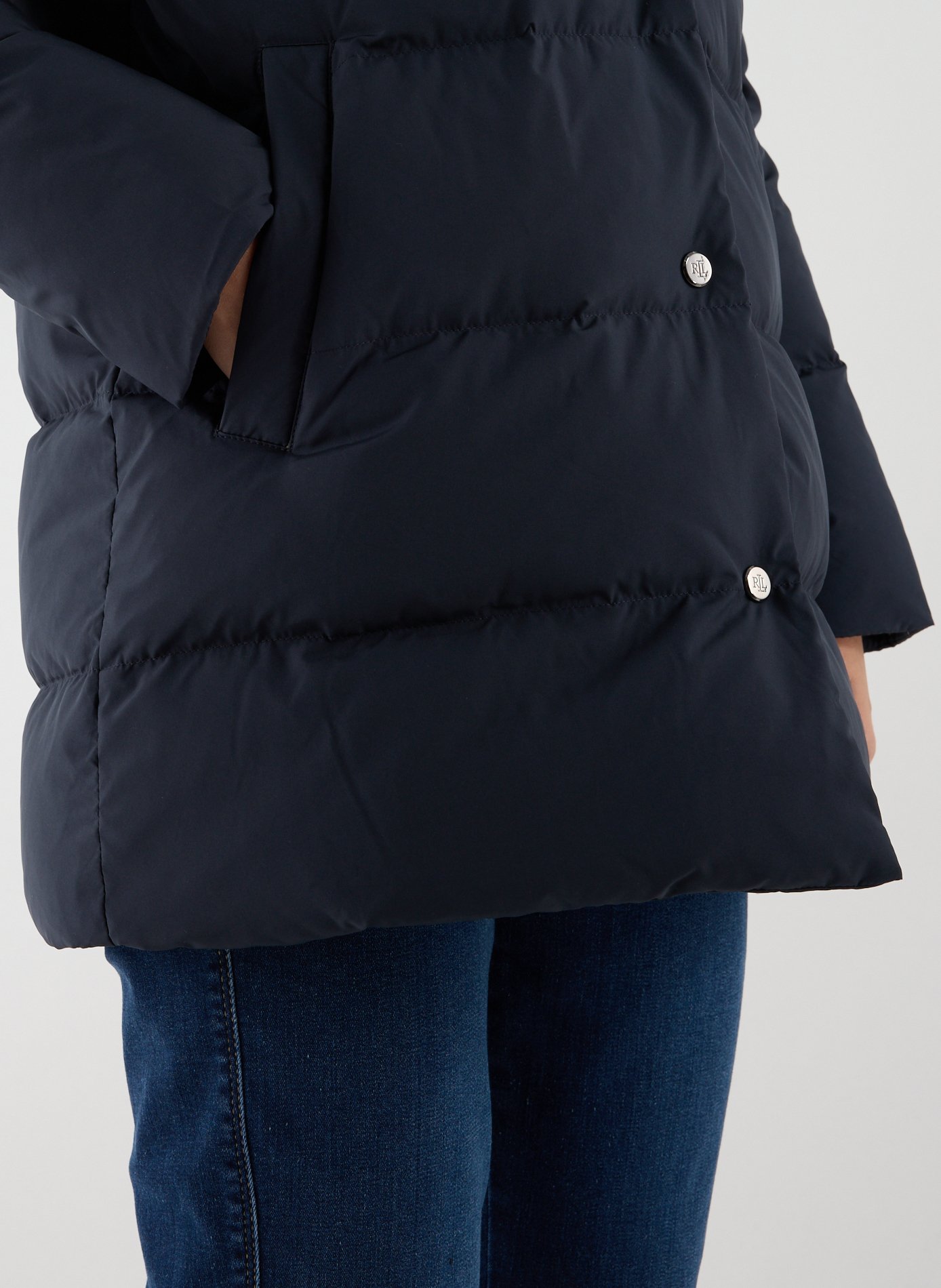 Doudoune longue matelassée à capuche LAUREN Bleu