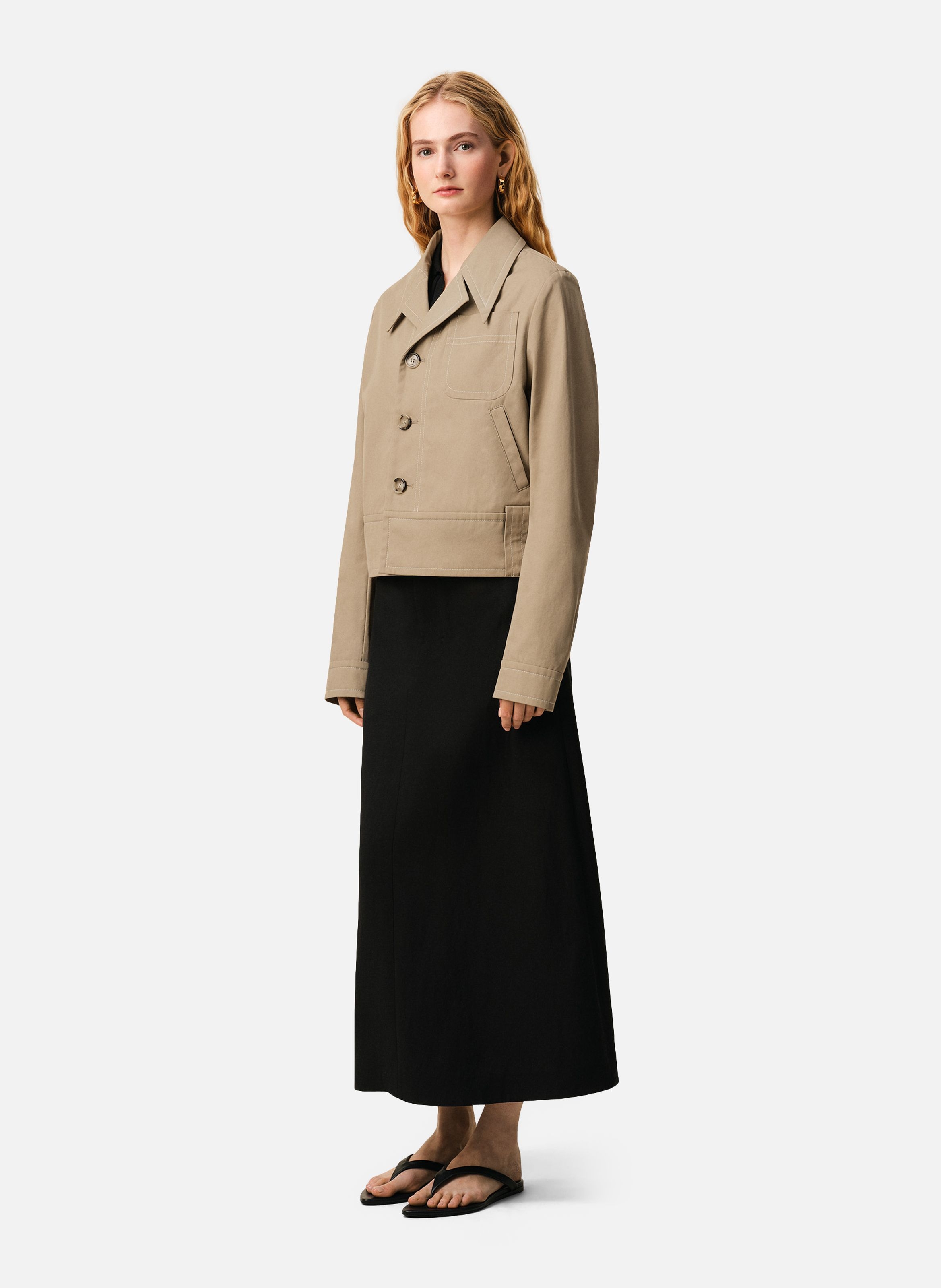 Veste boutonnée en coton AMI PARIS Beige