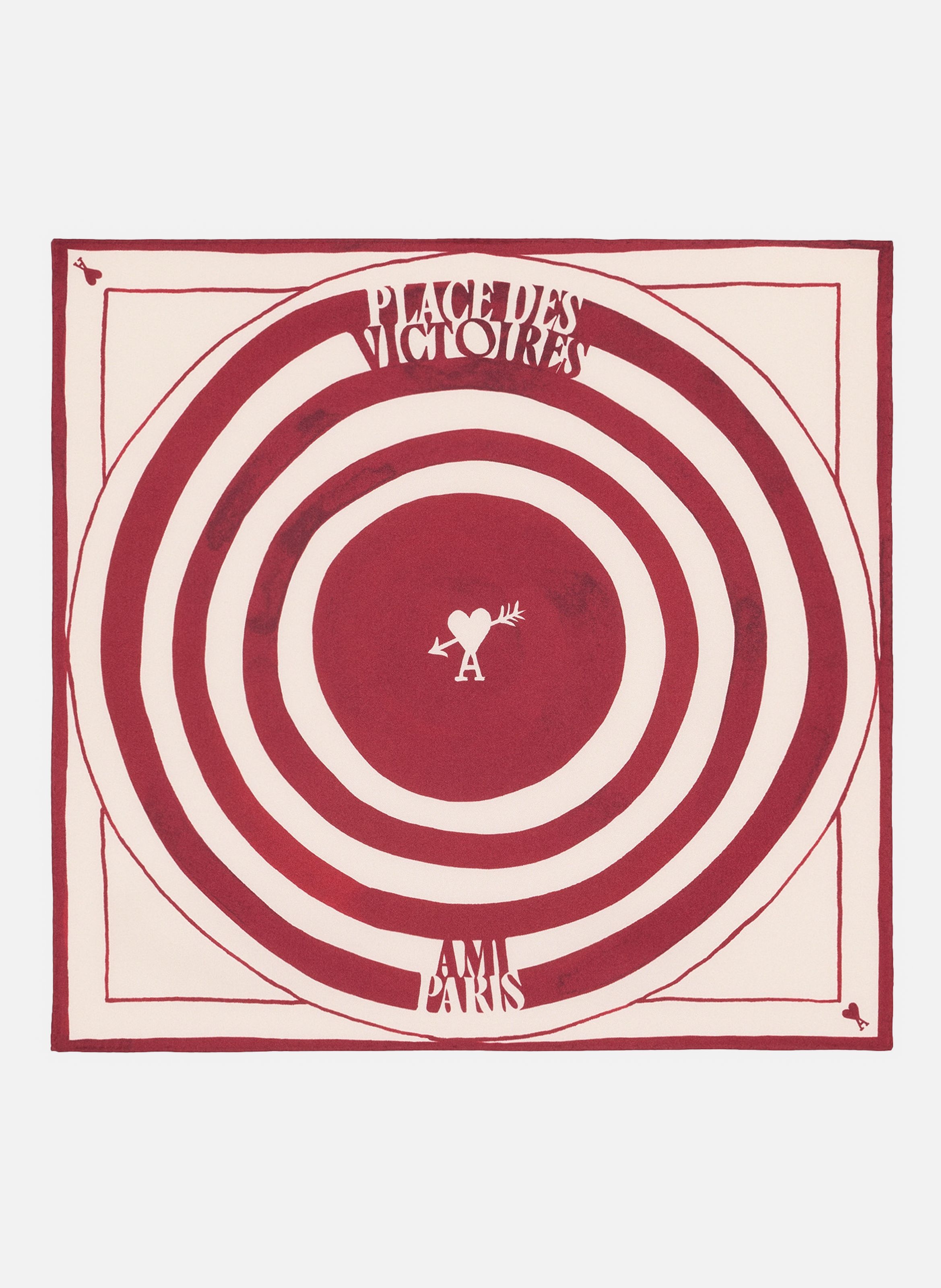 Foulard place des victoires unisexe en soie  Rubis