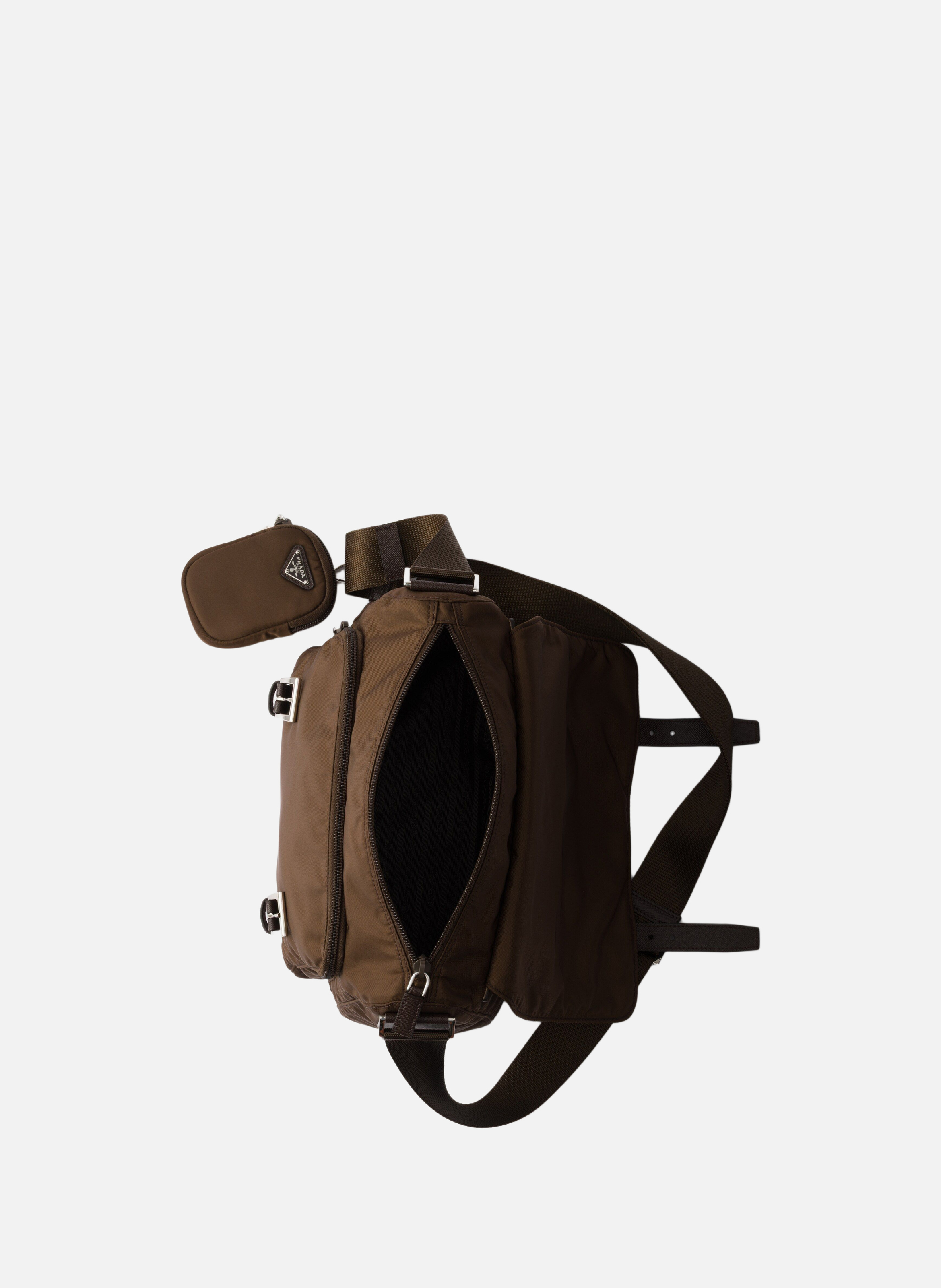 Sac porté épaule en re-nylon PRADA Marron