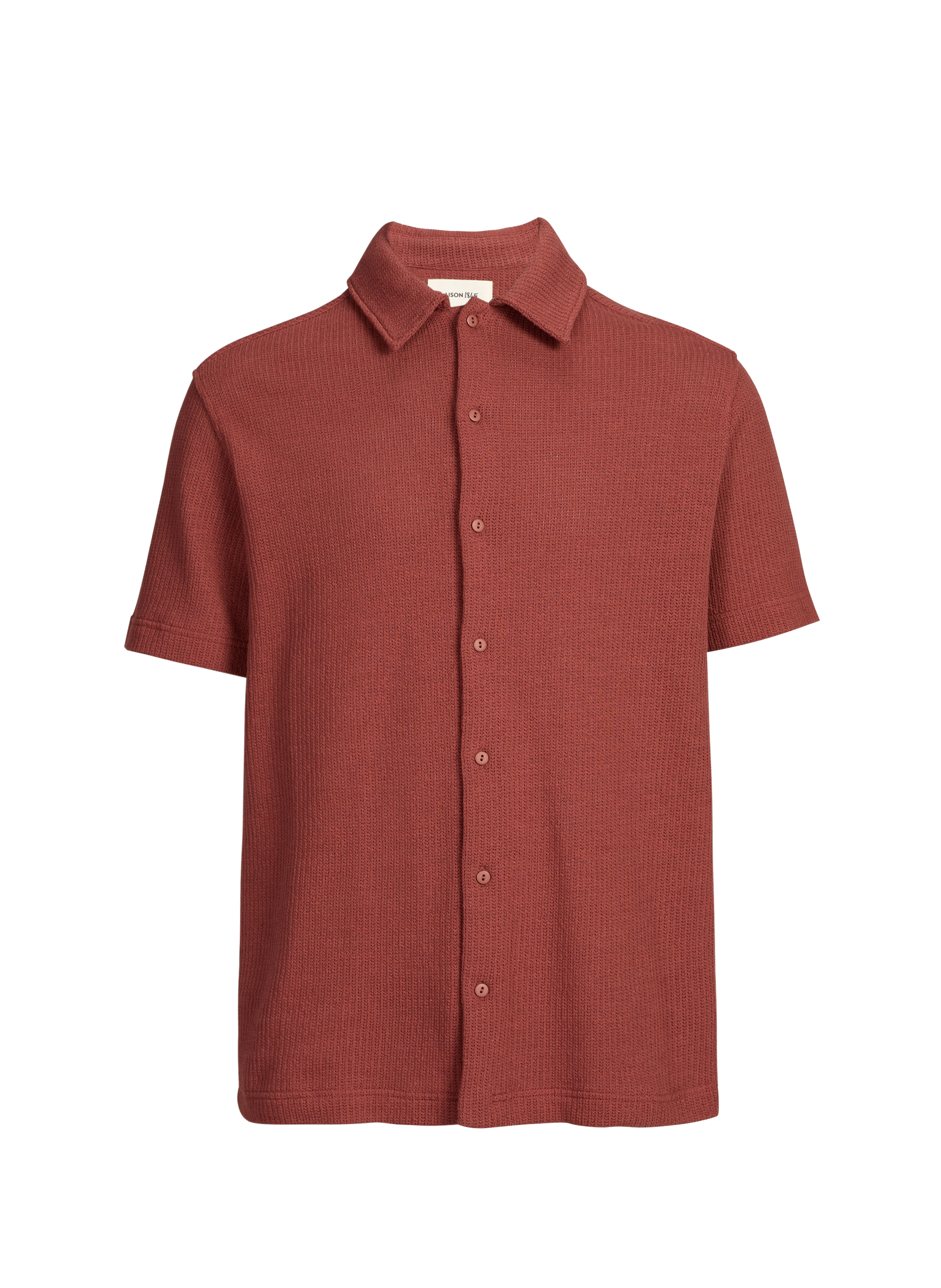 Chemise ajourée en coton à manches courtes SAISON 1865 Marron