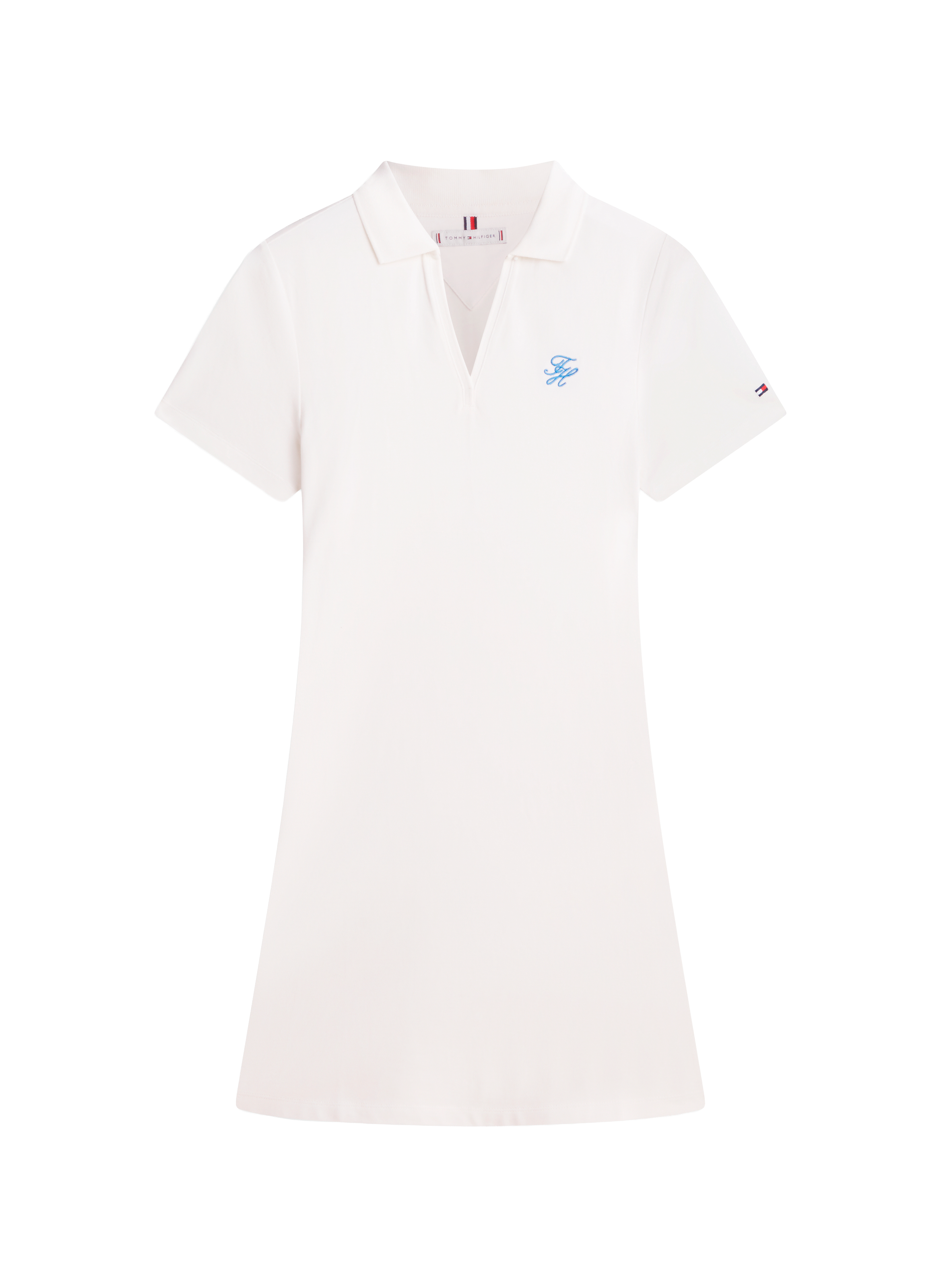 Short polo dress in blended cotton TOMMY HILFIGER White