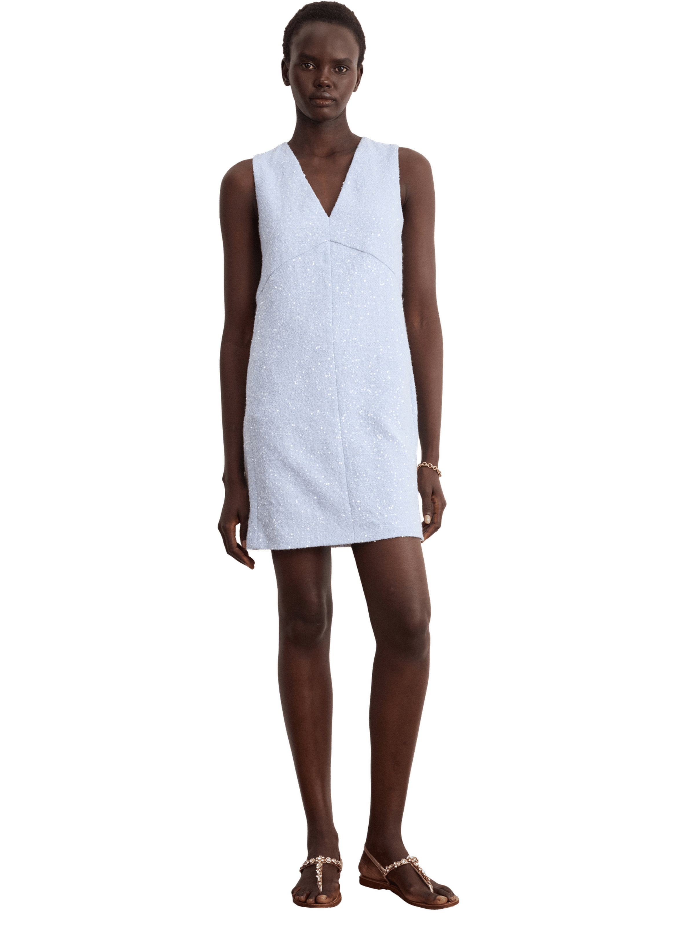 Robe courte sans manche à sequins - aicha PABLO Bleu