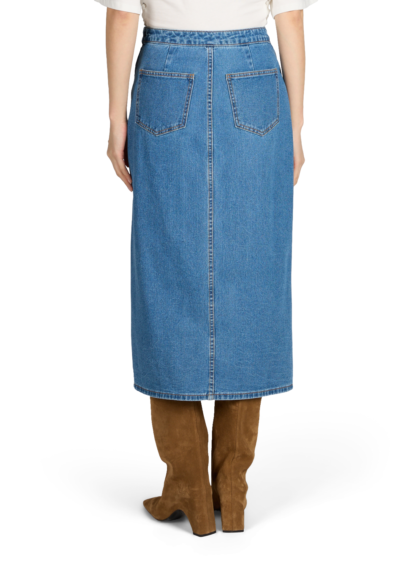 Midi cotton denim skirt by Vigarcia VILA Blue