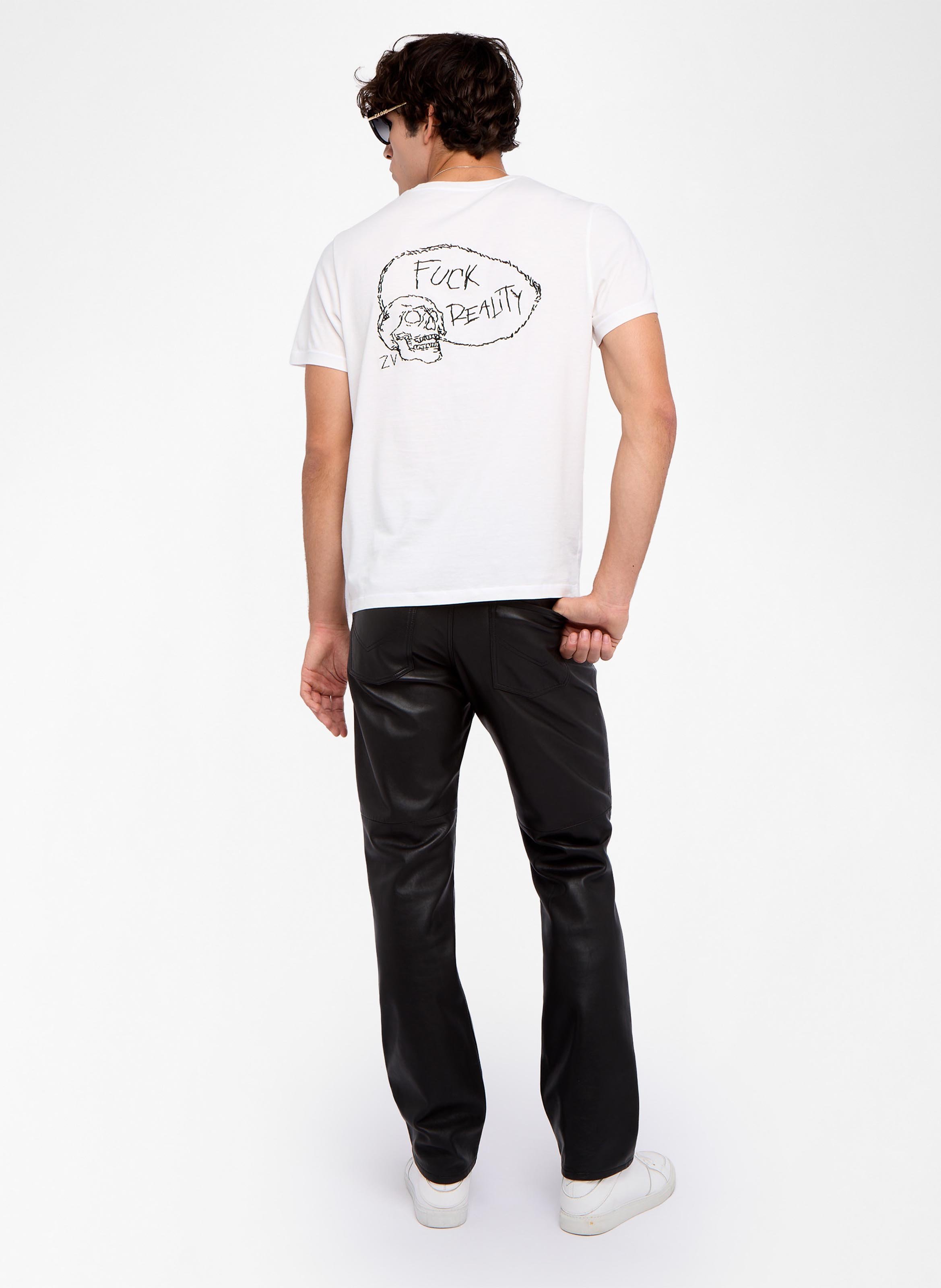 Tee-shirt droit col rond en coton imprimé tommy ZADIG&VOLTAIRE Blanc