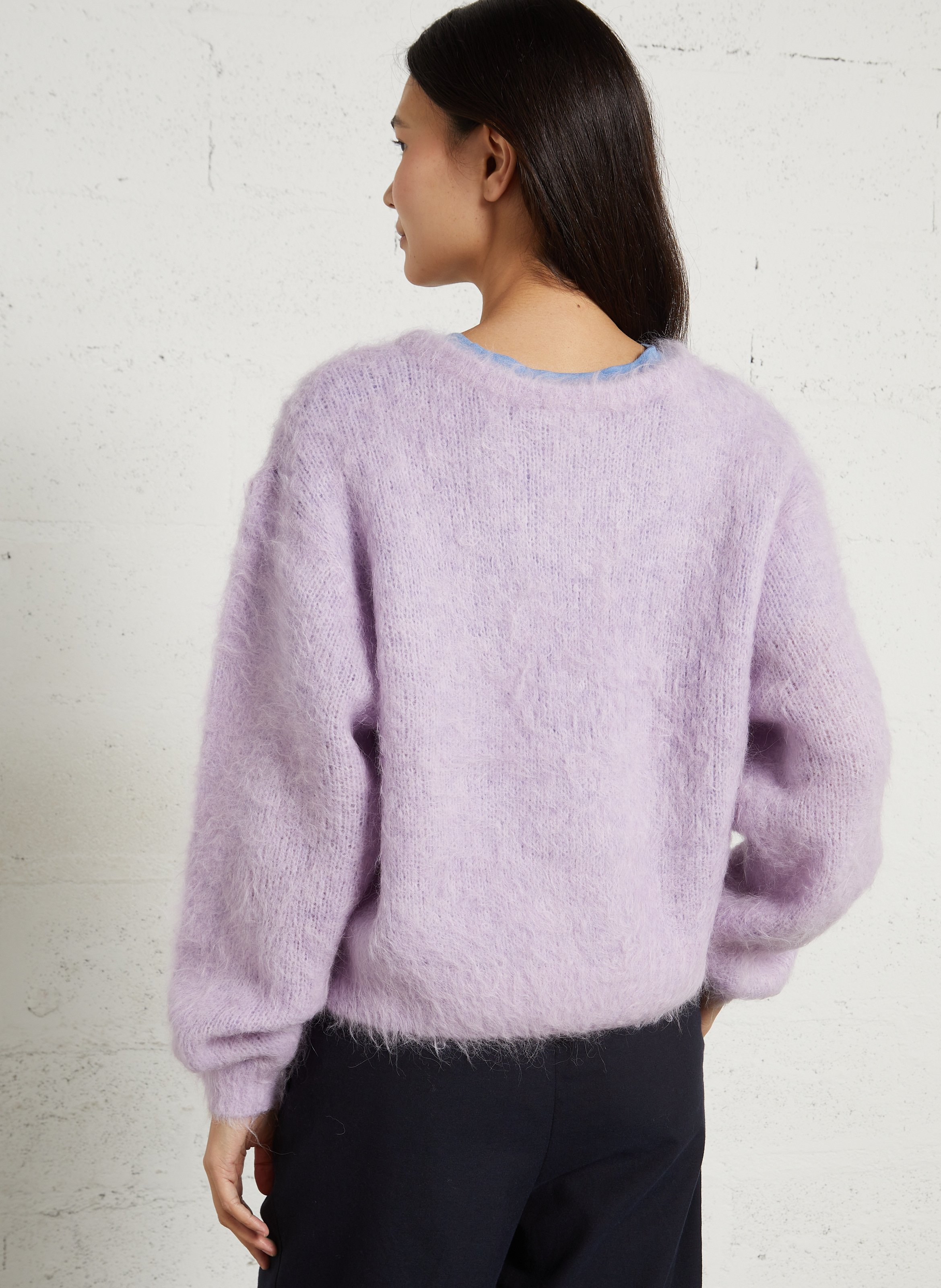 Pull oversize col rond en laine mélangée niby AMERICAN VINTAGE Rose