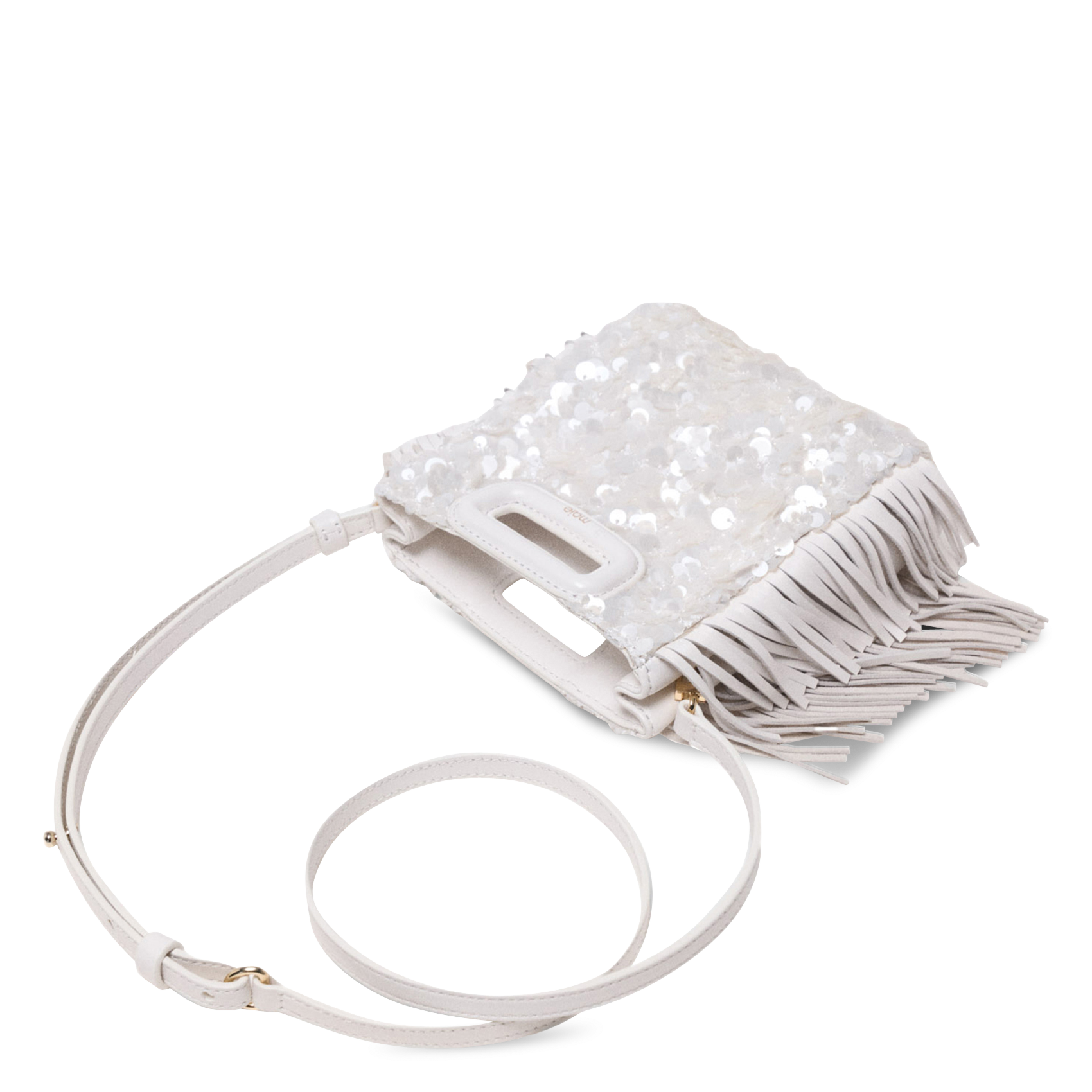 Sac bandoulière à sequins m mini MAJE Blanc